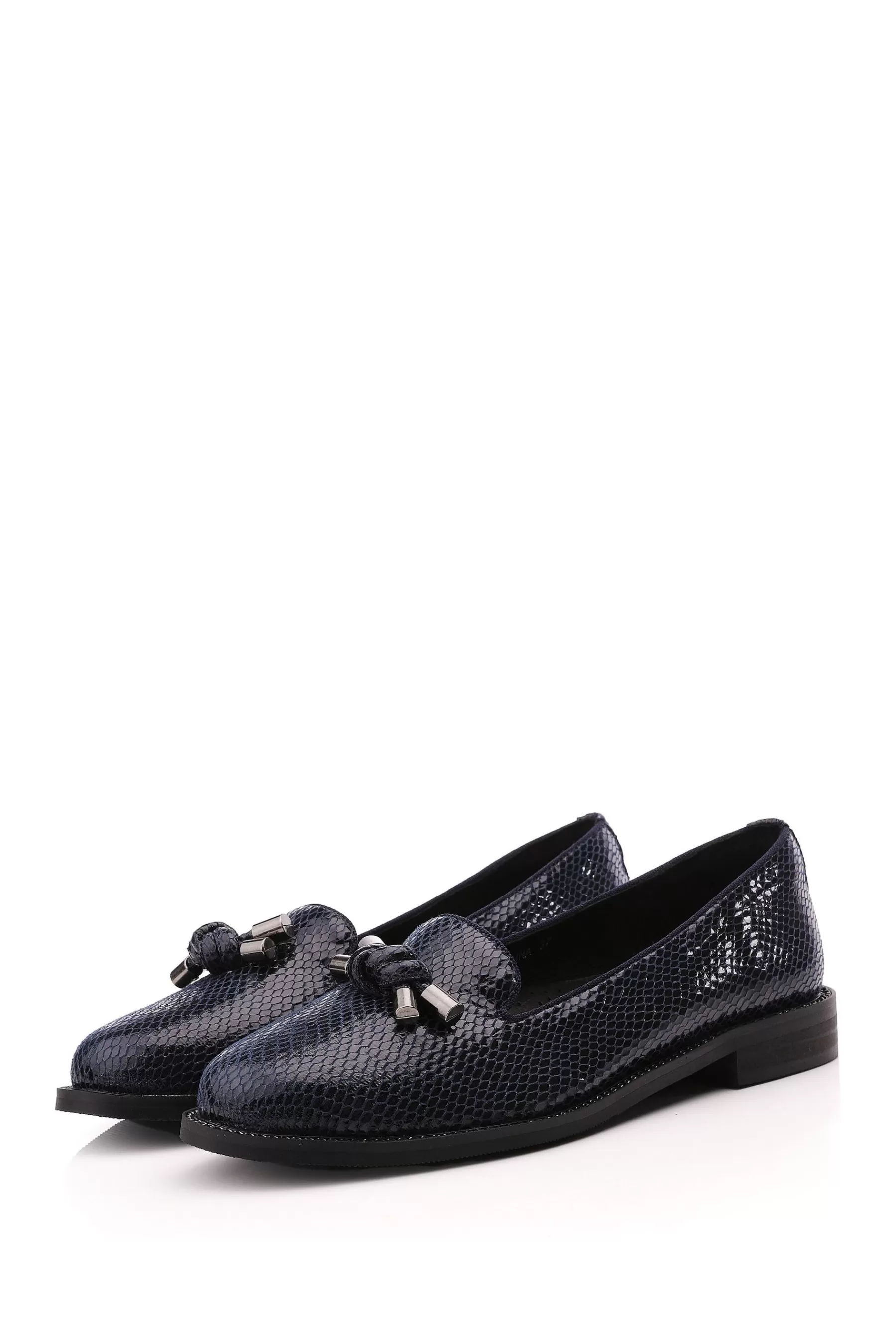 Moda in Pelle Flat | Elaina Chunky Knot Trim Clean Loafers Blue