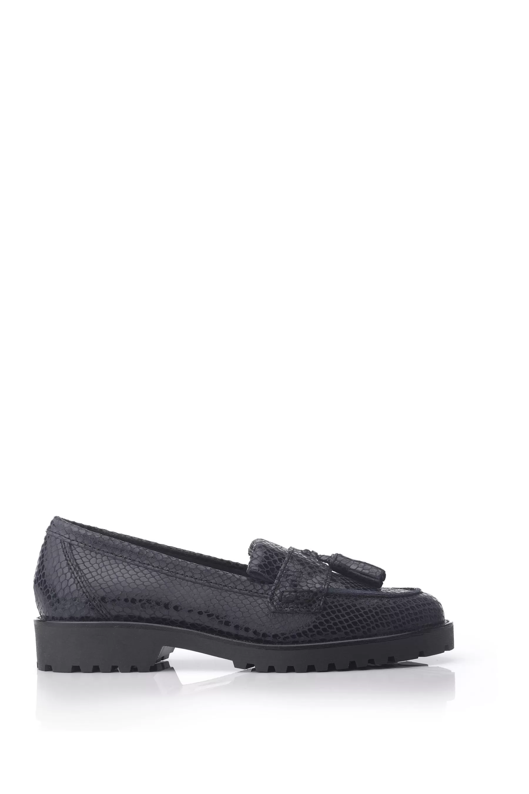 Moda in Pelle Flat | Eliona Cleated Fringe Loafers Blue