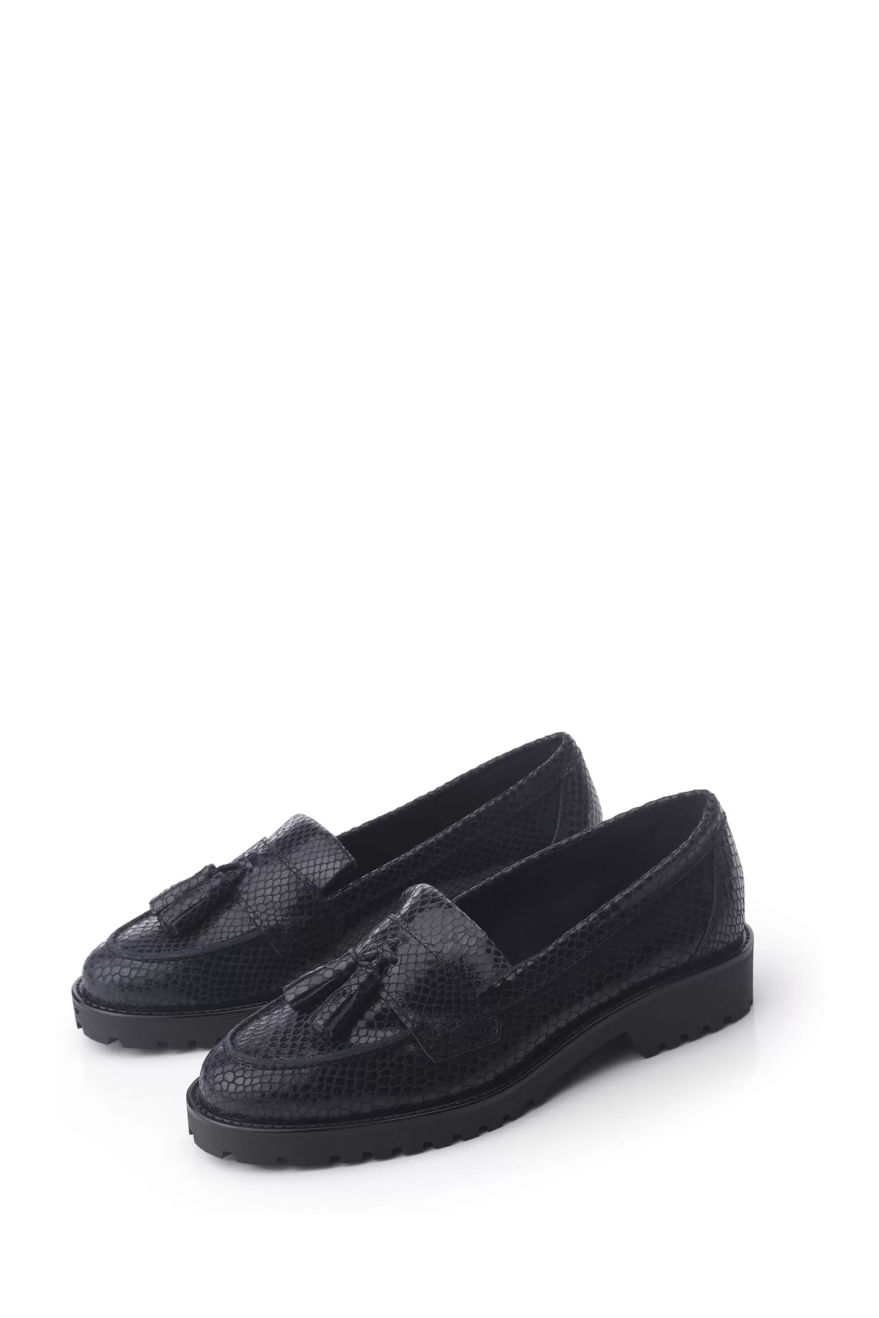 Moda in Pelle Flat | Eliona Cleated Fringe Loafers Blue