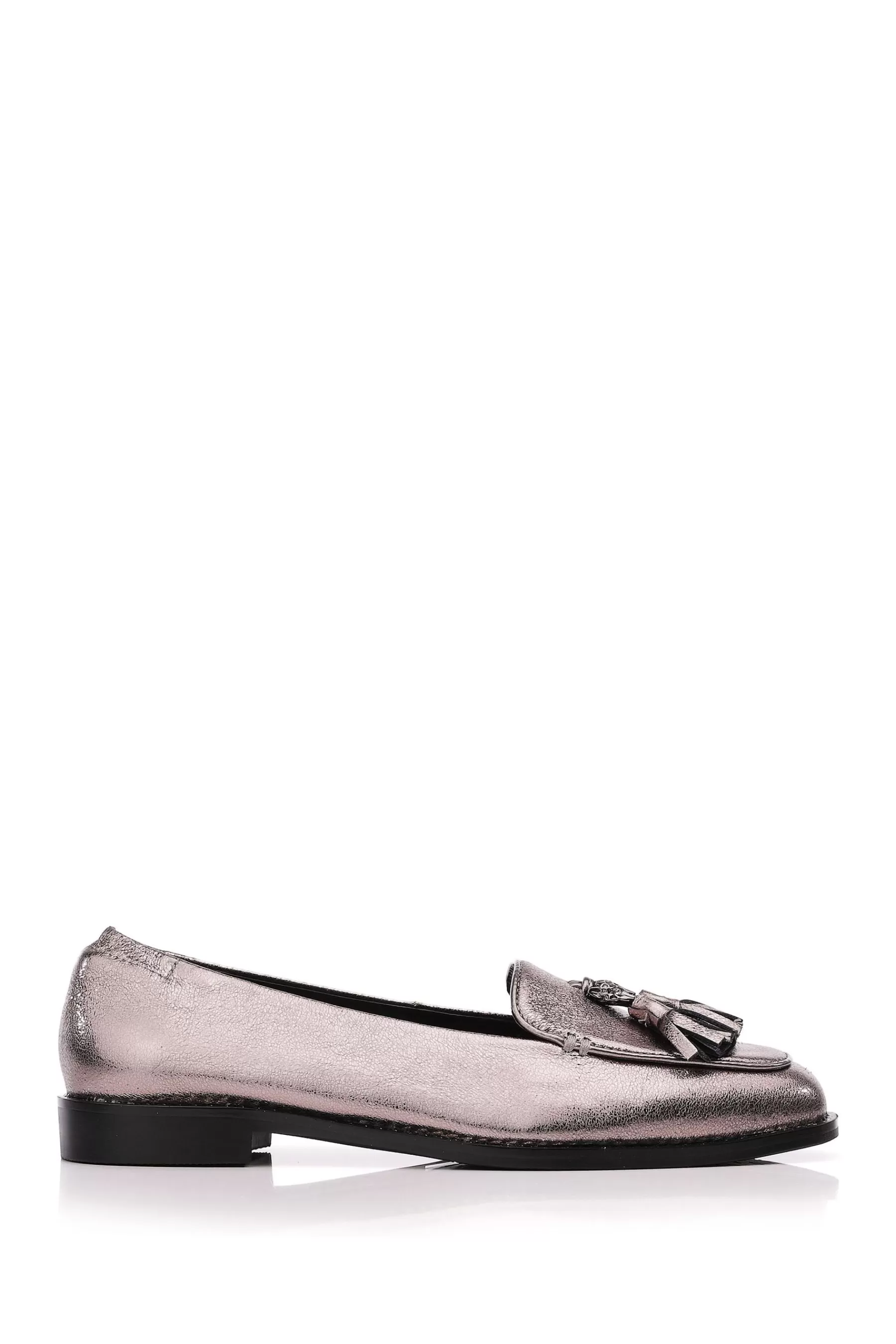 Moda in Pelle Flat- Emmarose Leopard Head Tassel Trim Loafers Grey