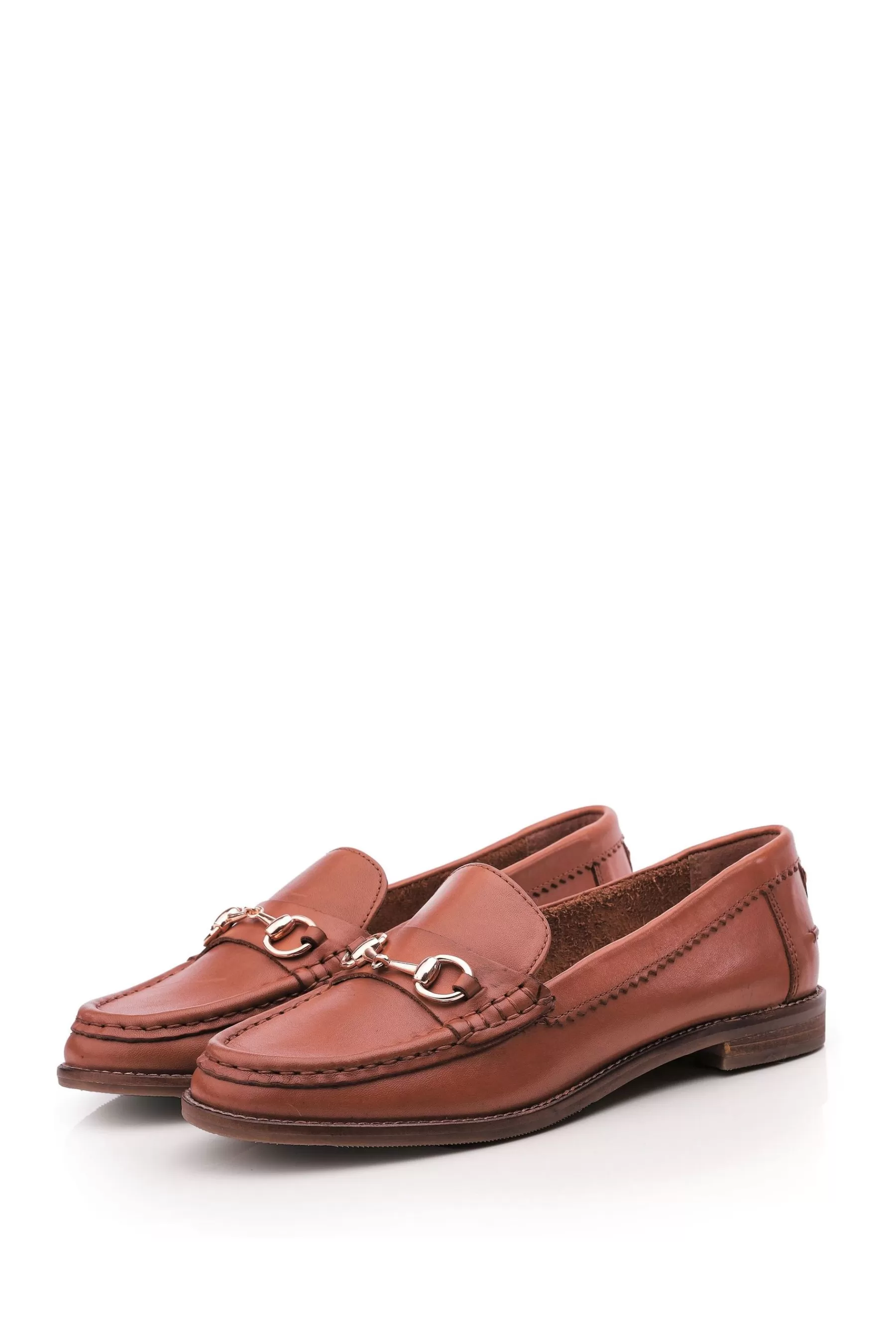 Moda in Pelle Flat- Fabina Clean Snaffle Trim Loafers Natural