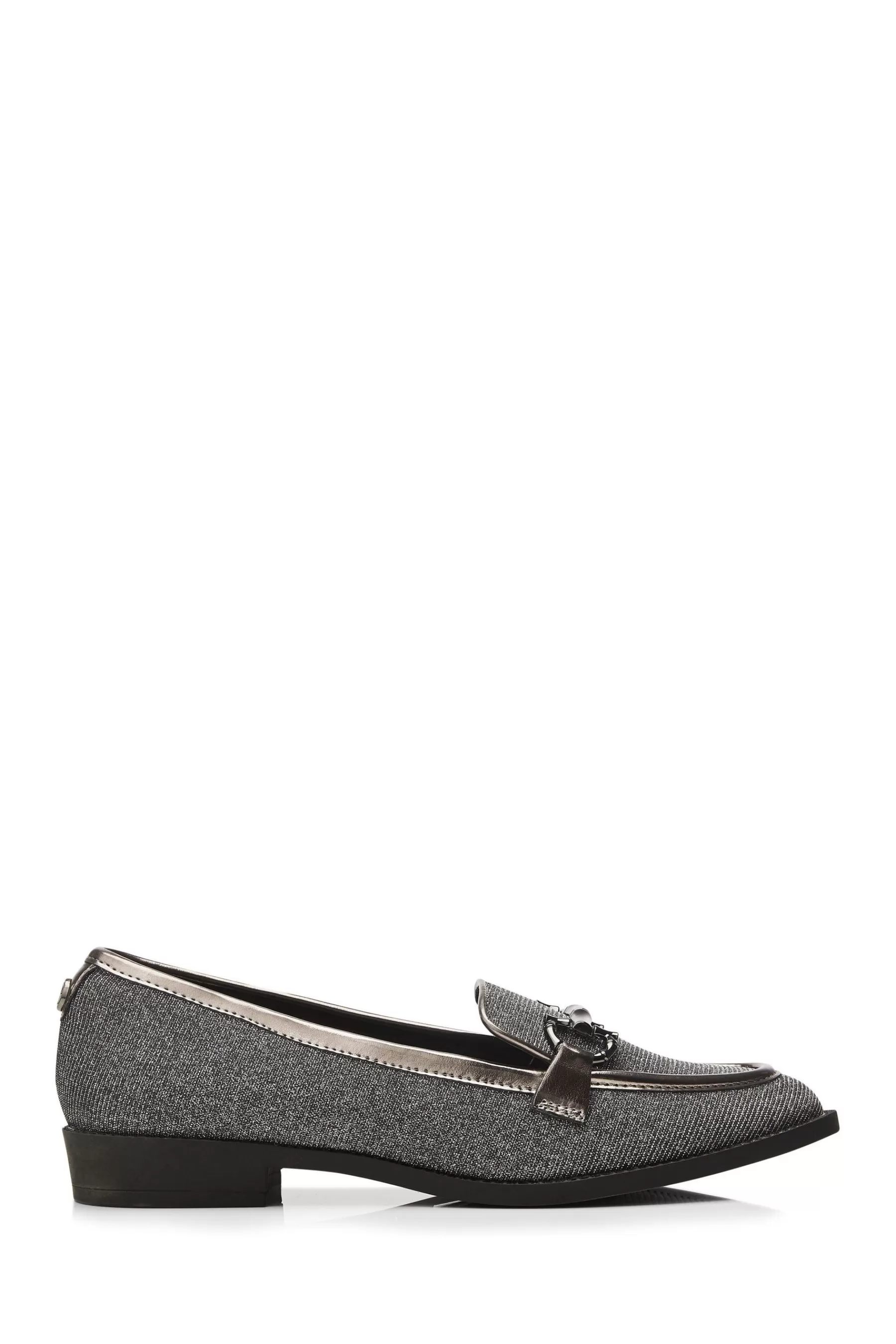 Moda in Pelle Flat- Franzie Snaffle Trim Slippers Cut Loafers Grey