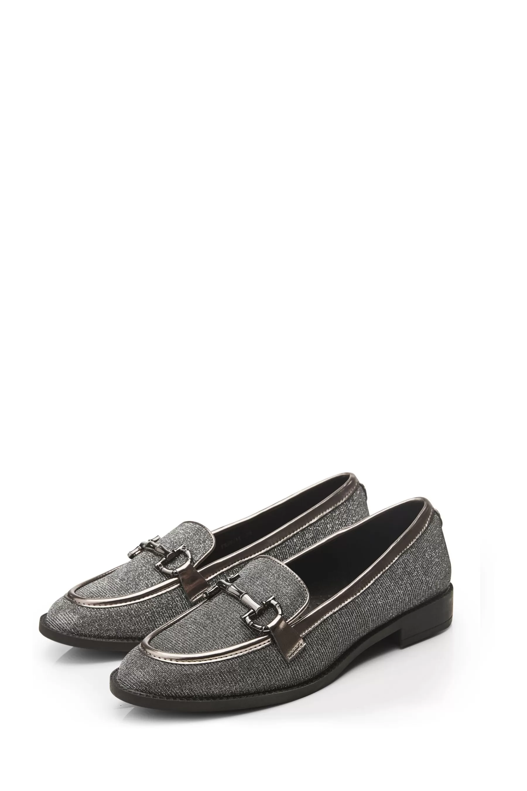 Moda in Pelle Flat- Franzie Snaffle Trim Slippers Cut Loafers Grey