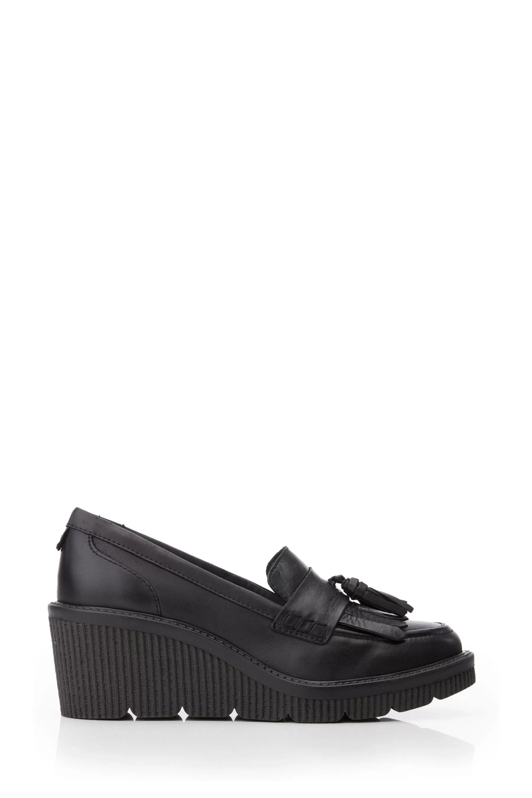 Moda in Pelle Heels | Gisela Crepe Sole Wedge Shoes Black