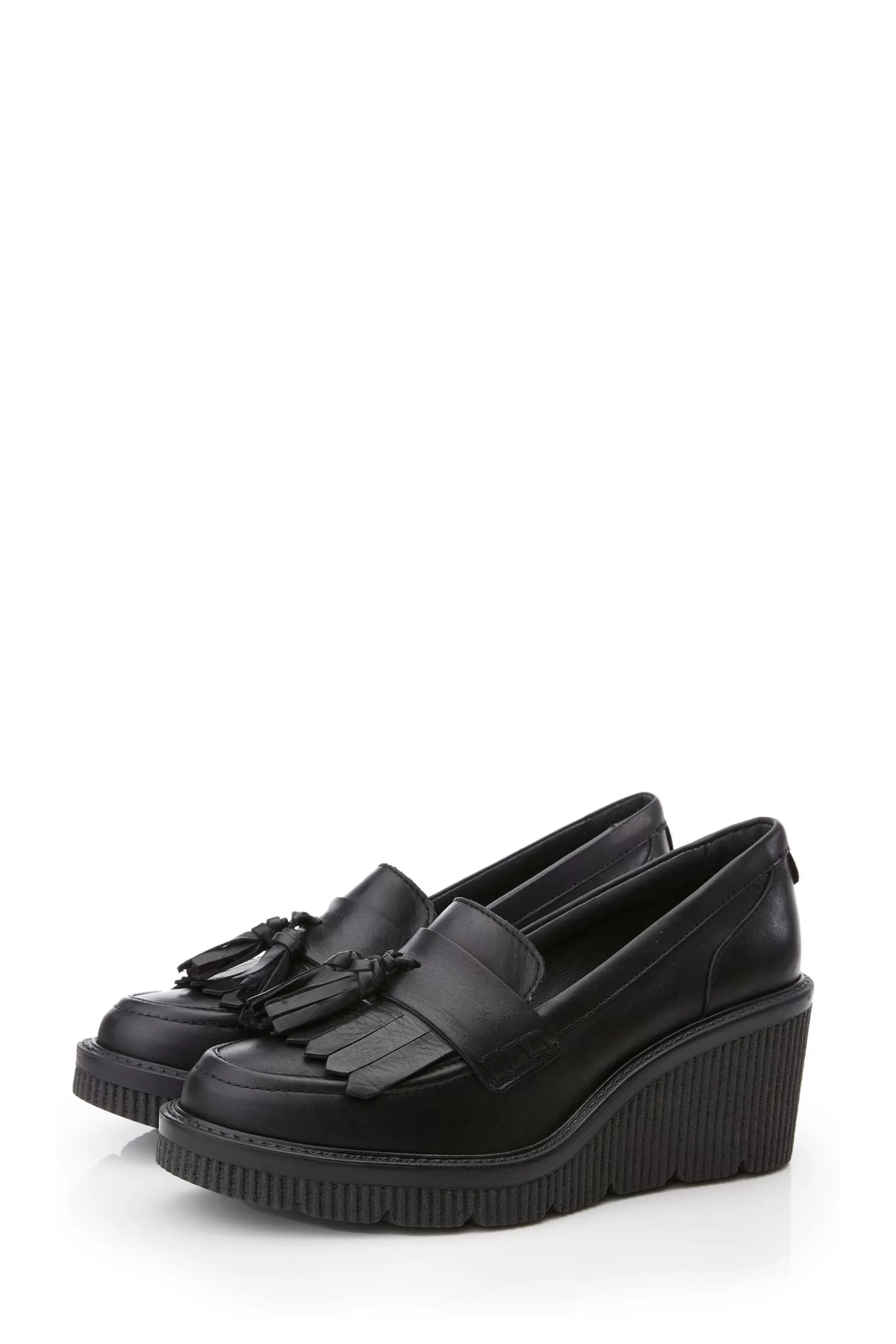 Moda in Pelle Heels | Gisela Crepe Sole Wedge Shoes Black