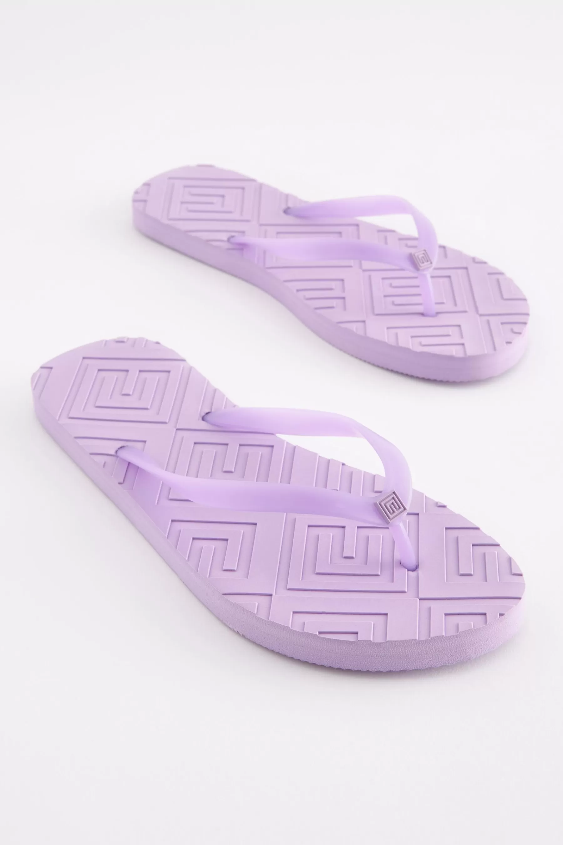 Next Sandals | Monogram Detailing Flip Flop Flat Sandals Purple