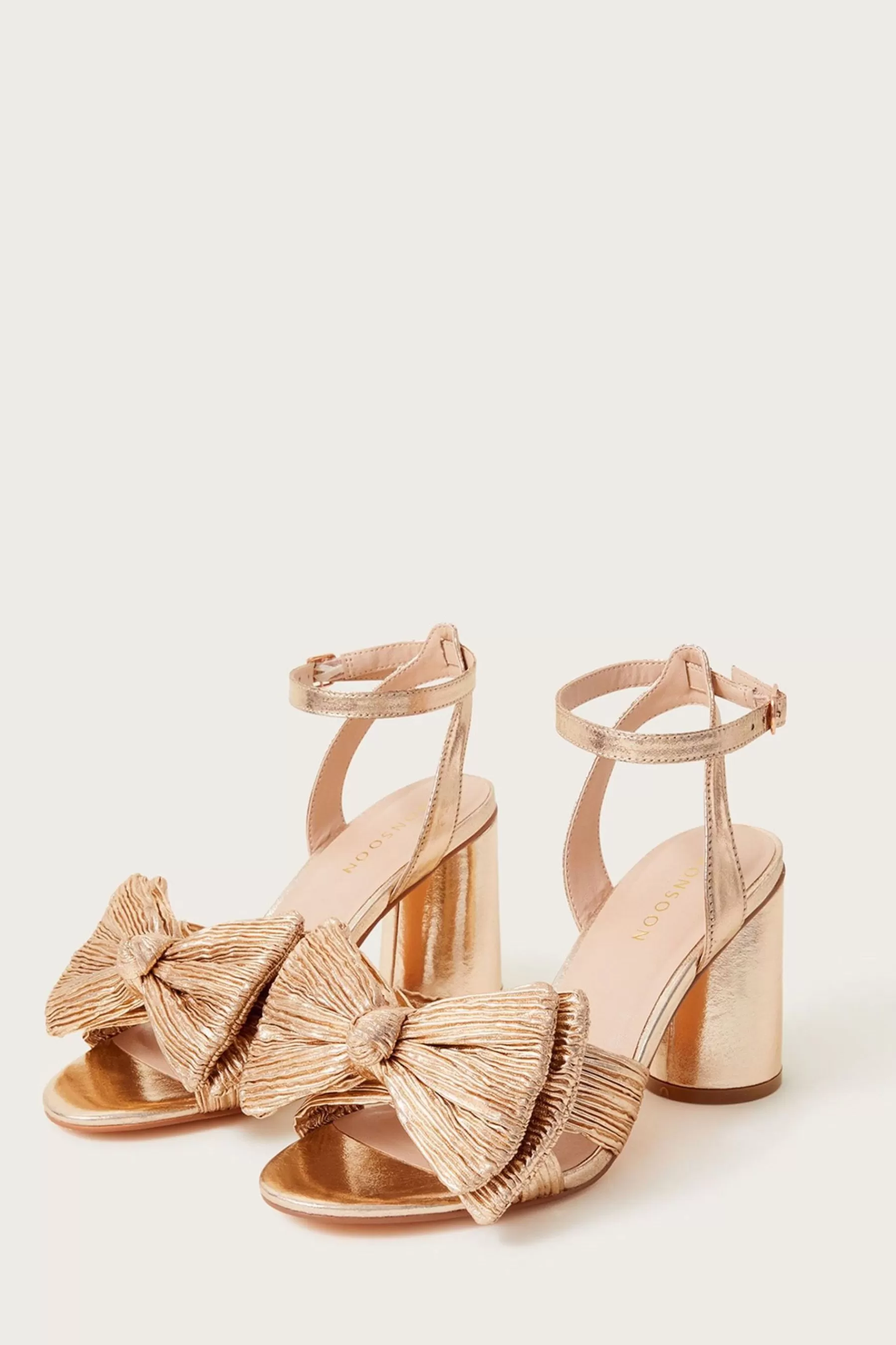 Monsoon Sandals- Bow Heeled Sandals Gold