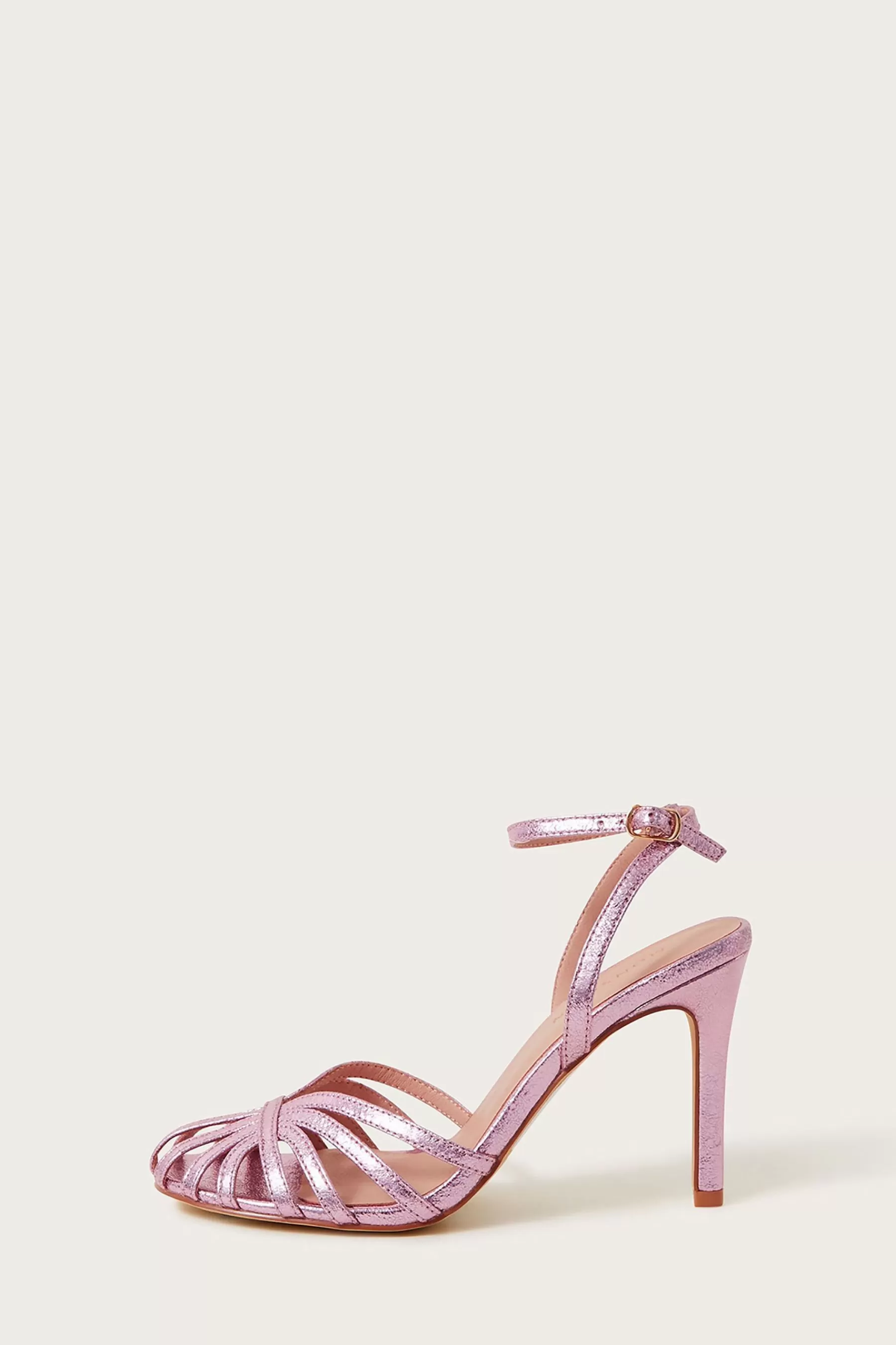 Monsoon Sandals | Caged Metallic Heels Pink