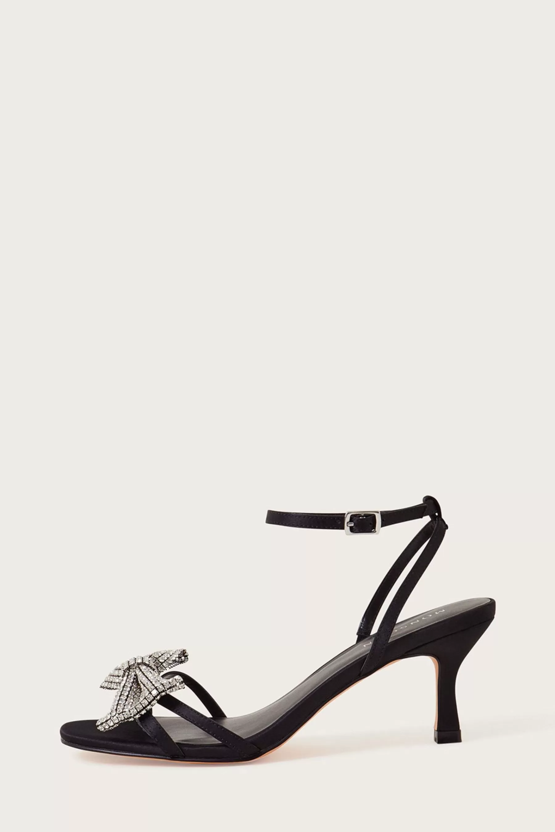 Monsoon Sandals | Diamante Bow Kitten Heels Black