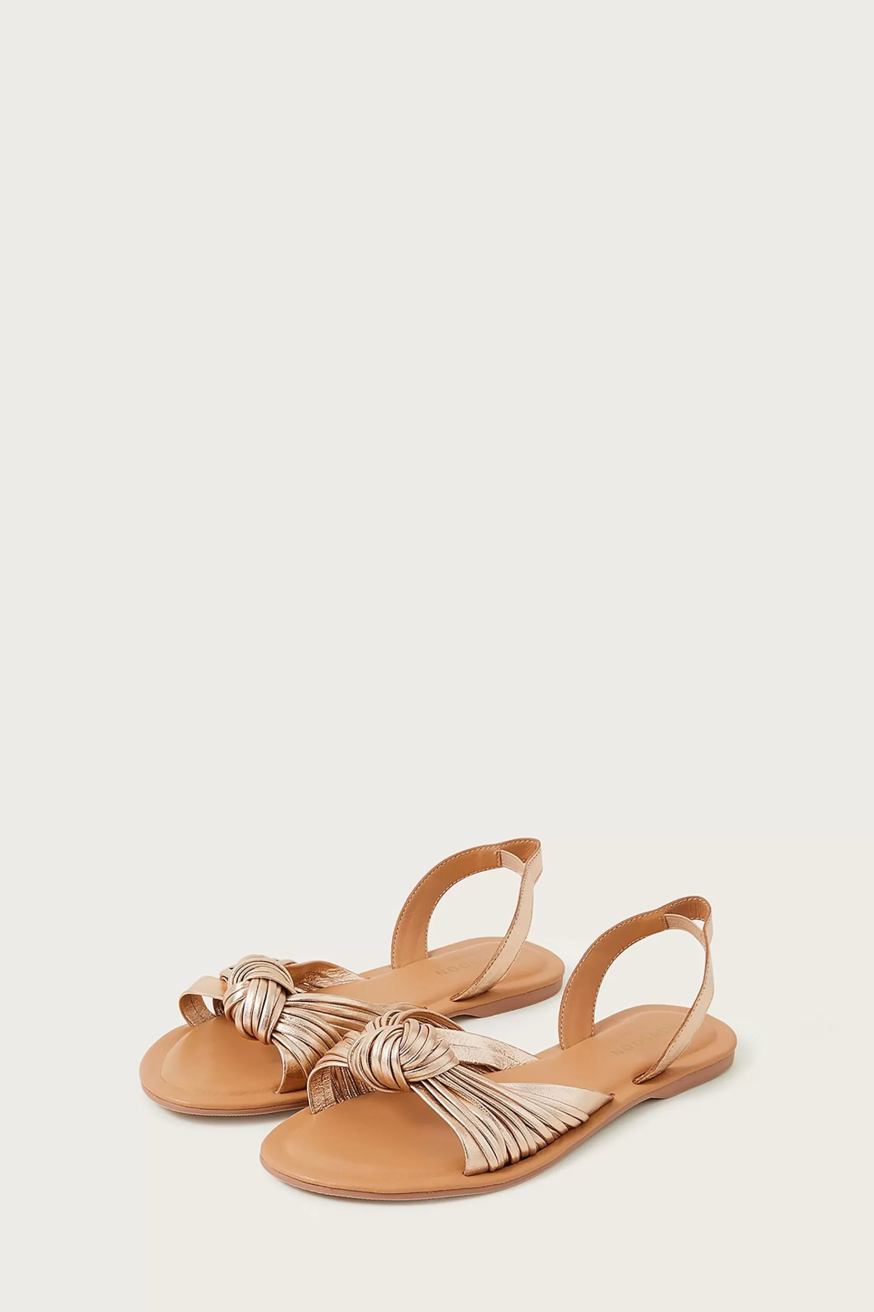 Monsoon Sandals- Knot Front Leather Sandals Gold