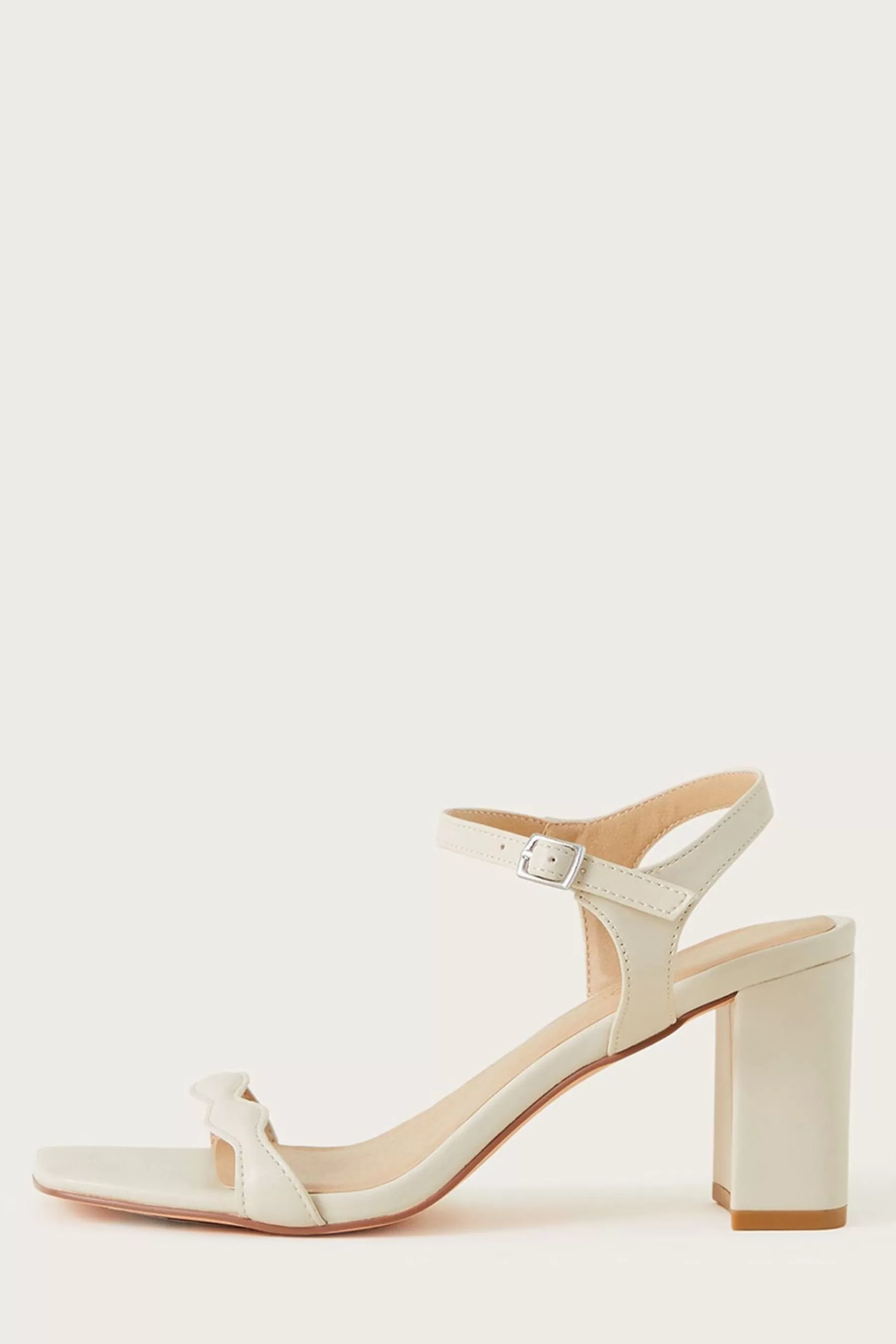 Monsoon Sandals- Scallop Block Heeled Sandals Nude