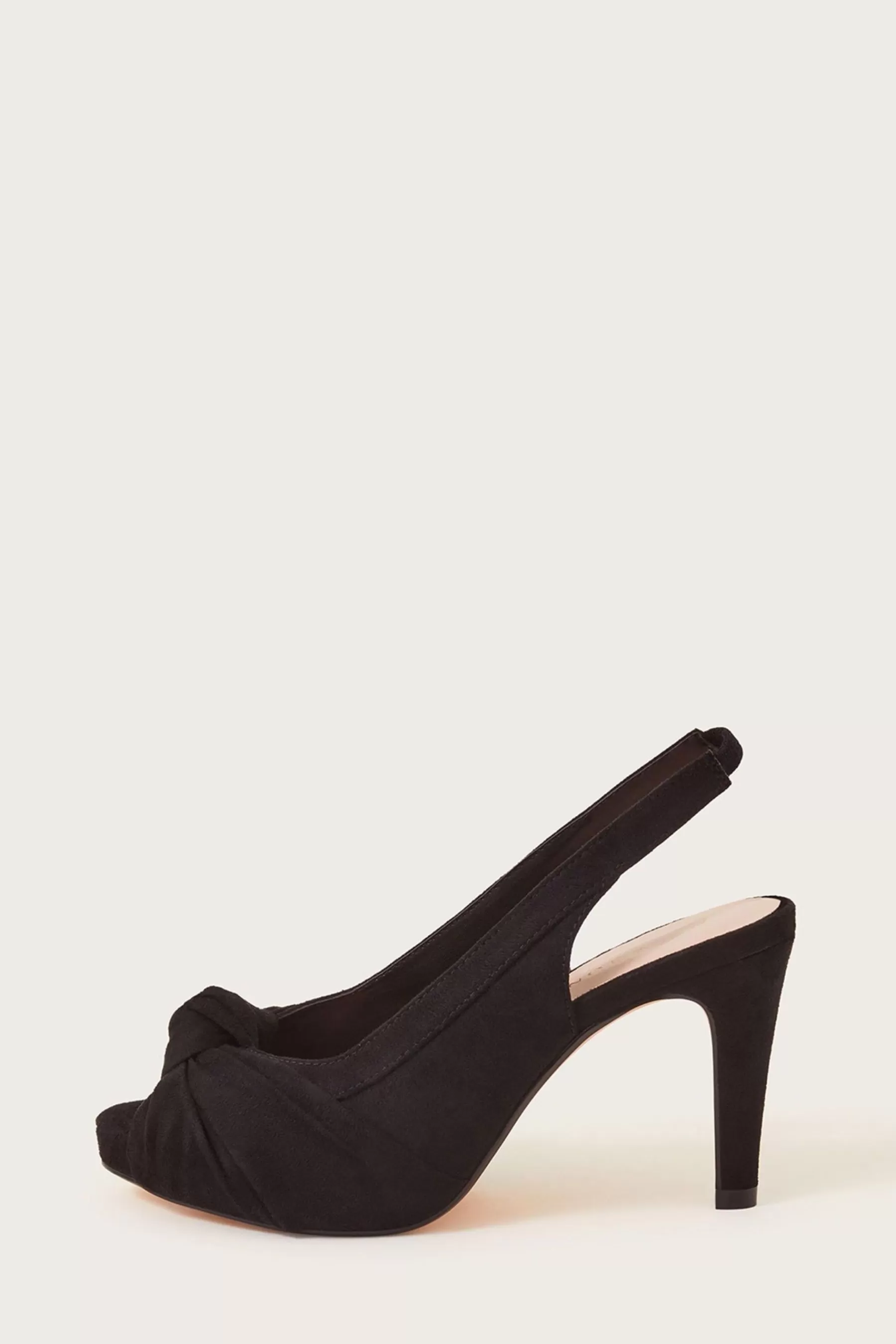 Monsoon Sandals | Suede Peep Toe Heels Black