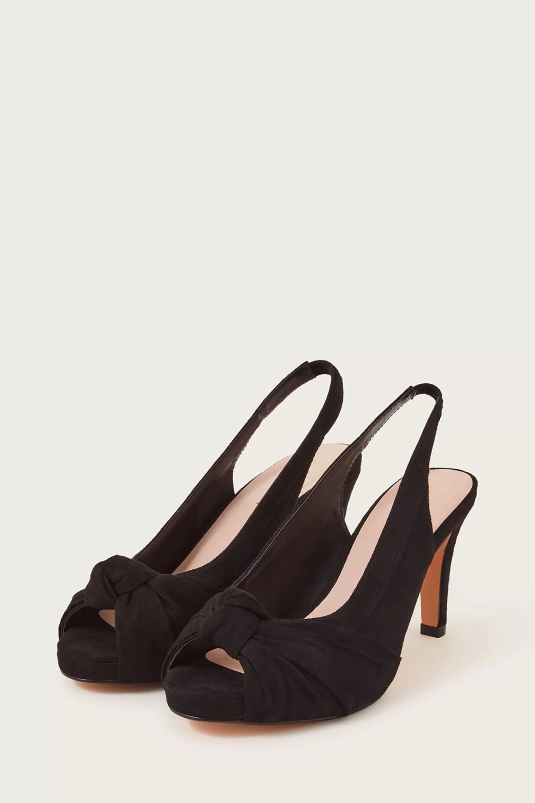 Monsoon Sandals | Suede Peep Toe Heels Black