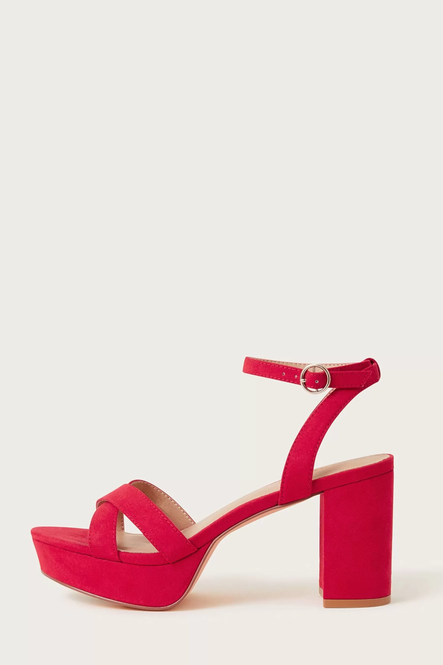 Monsoon Sandals | Suedette Platform Heel Sandals Red