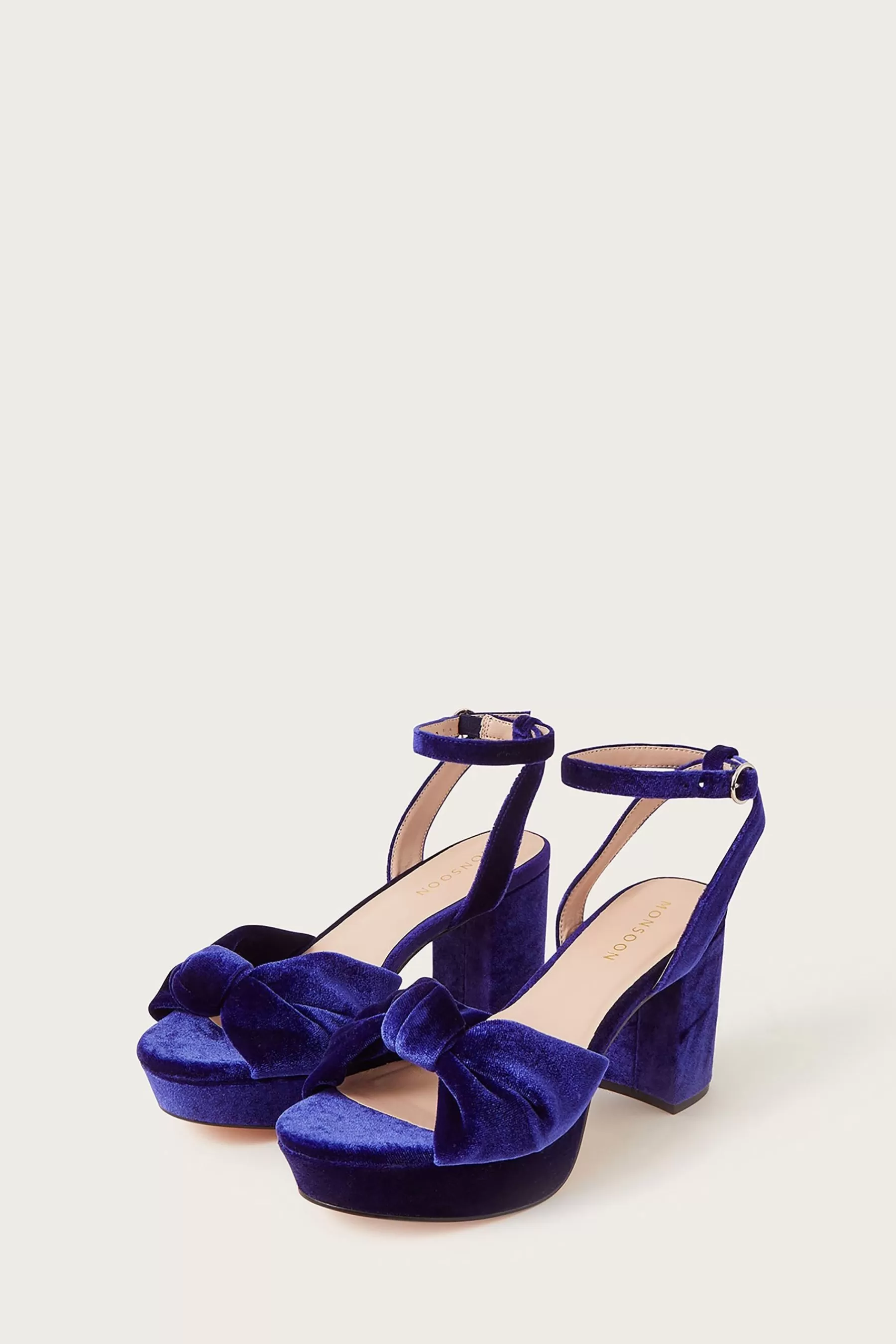 Monsoon Sandals- Velvet Knot Heels Blue