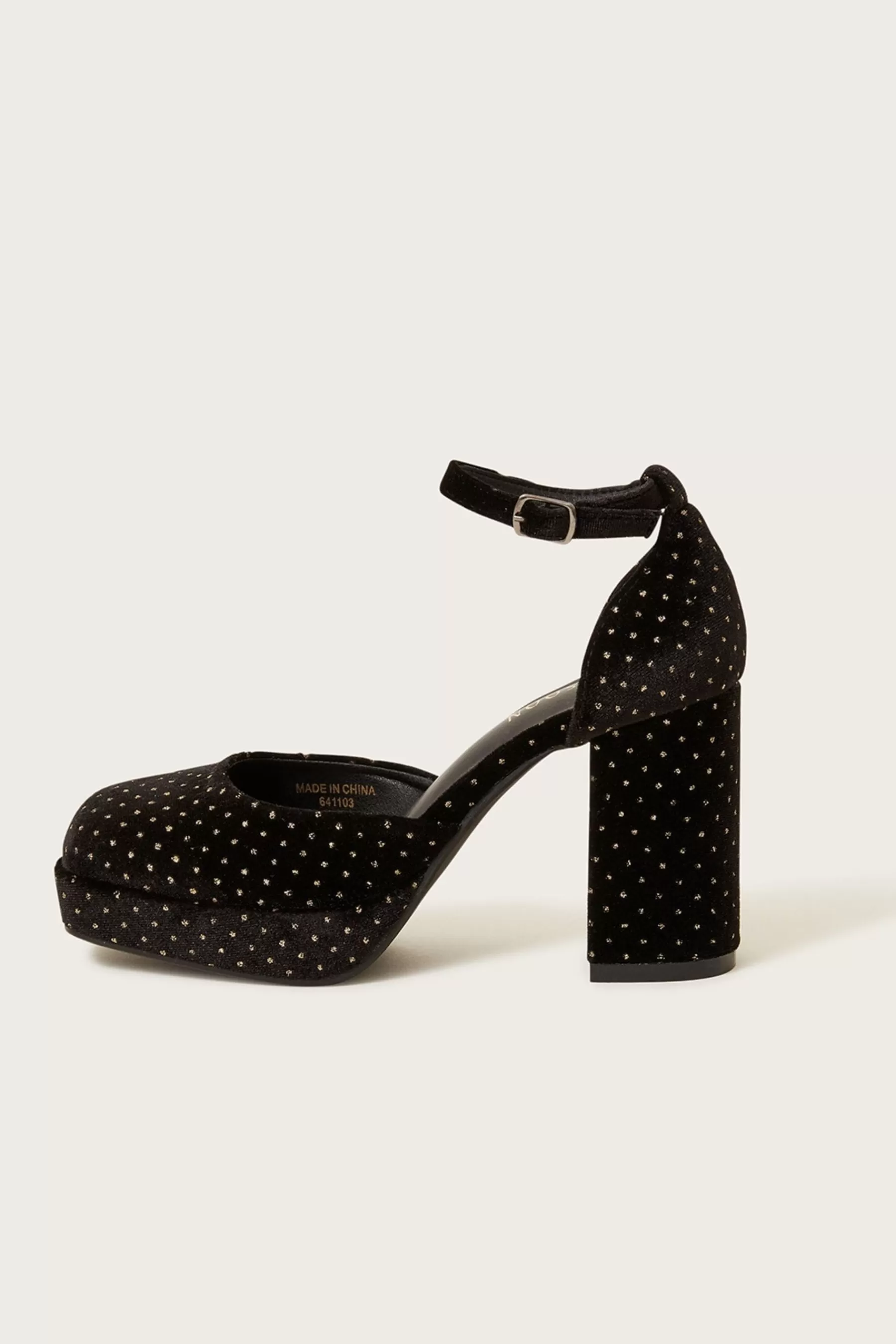 Monsoon Heels | Velvet Spot Closed Toe Platform Heels Black