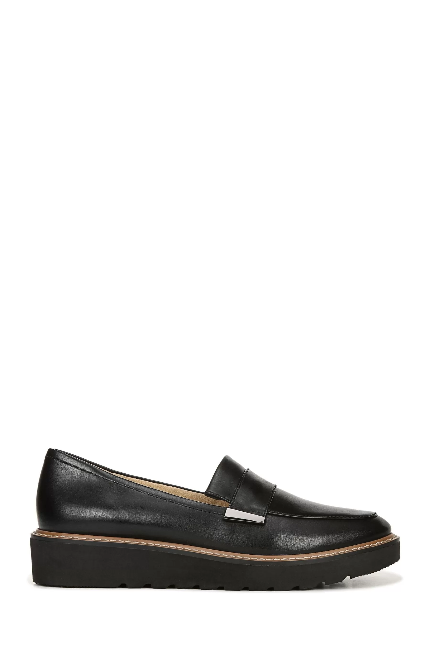 Naturalizer Flat- Adiline Leather Slip Ons Black