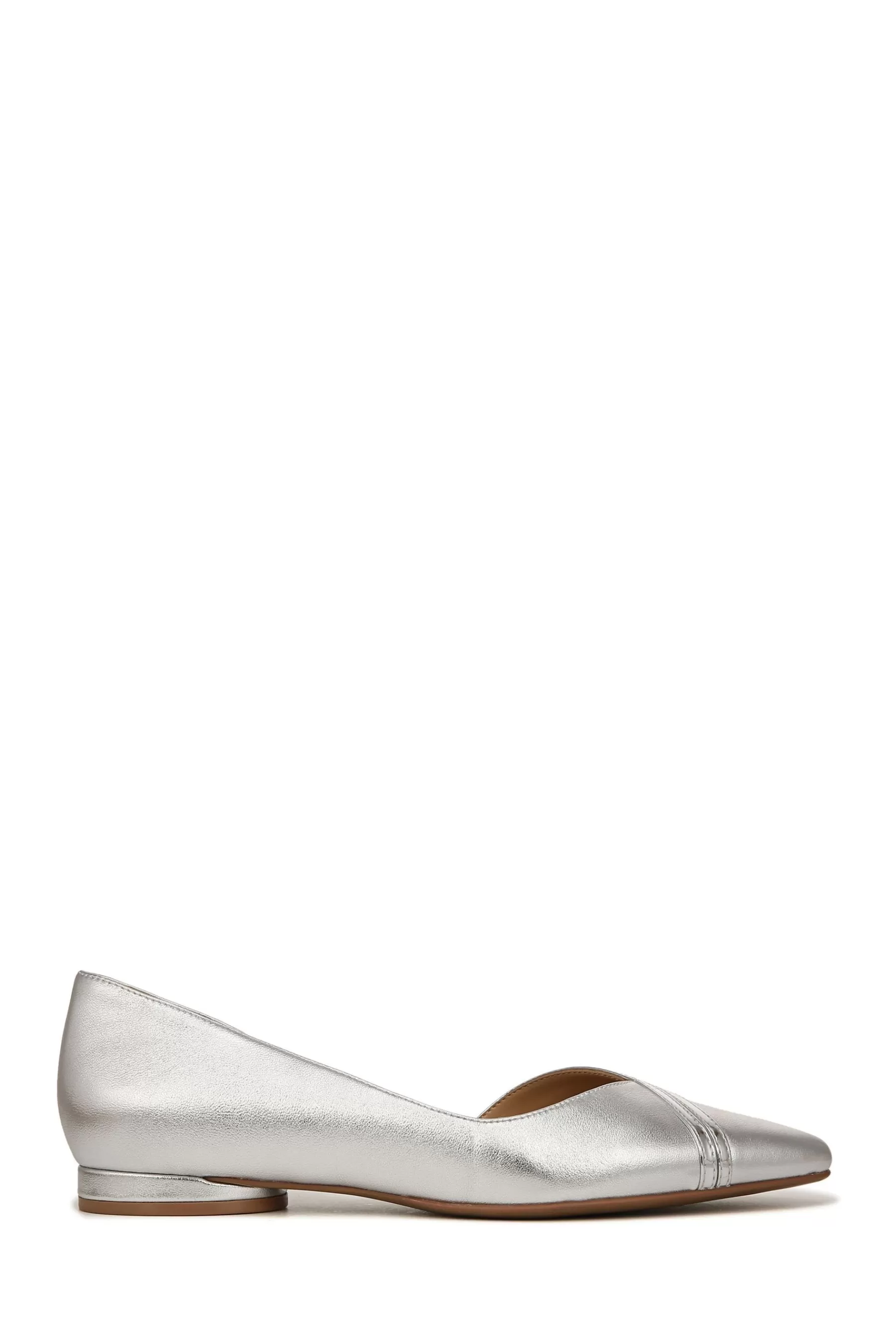 Naturalizer Flat- Henrietta Leather Shoes Silver