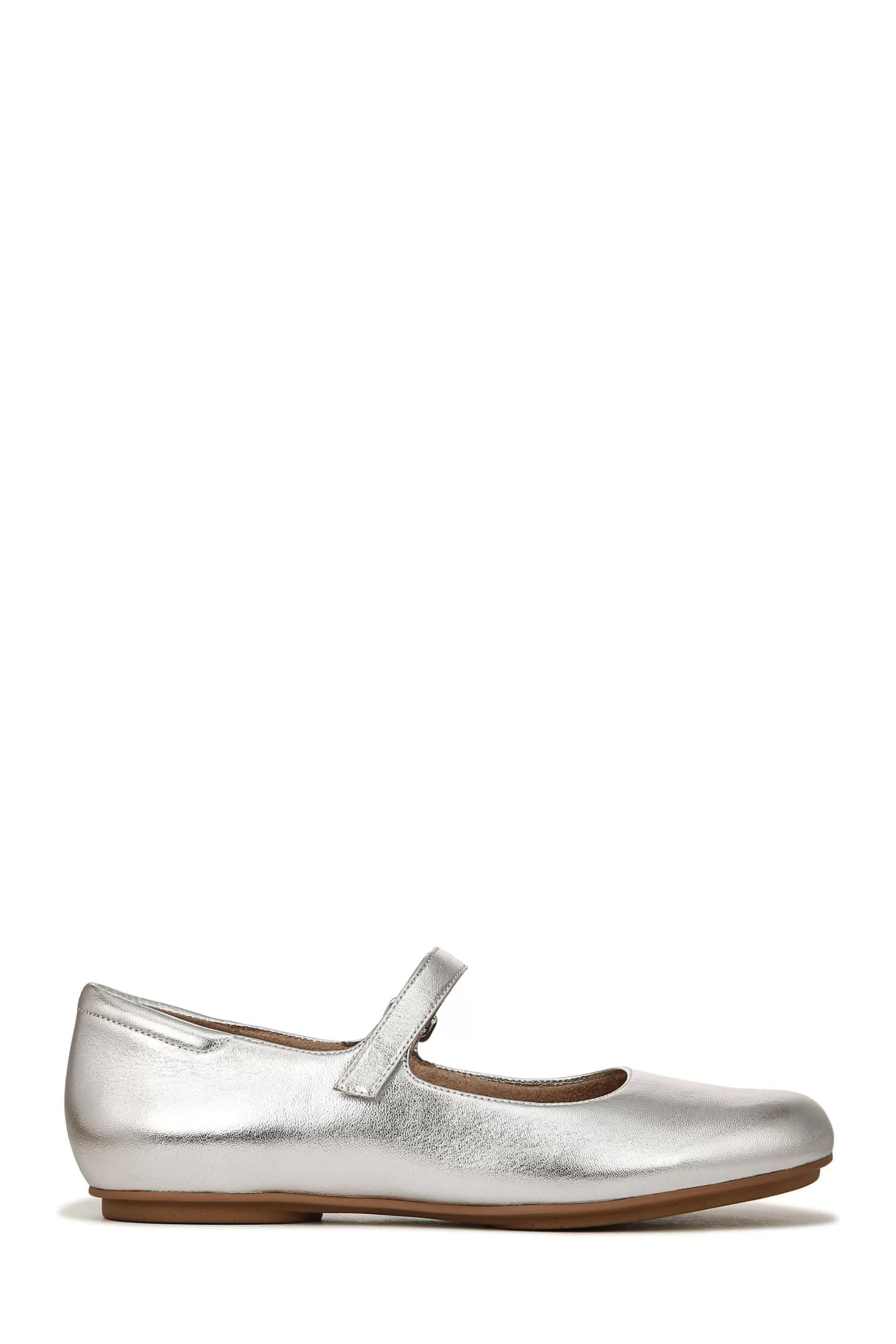 Naturalizer Flat- Maxwell Mj Mary Janes Leather Shoes Silver