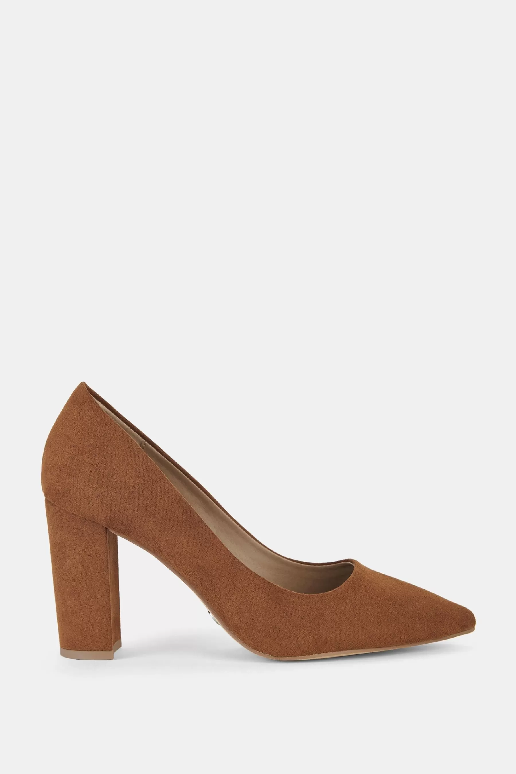 Novo Heels | Illiana Point Toe Block Heel Court Shoes Brown