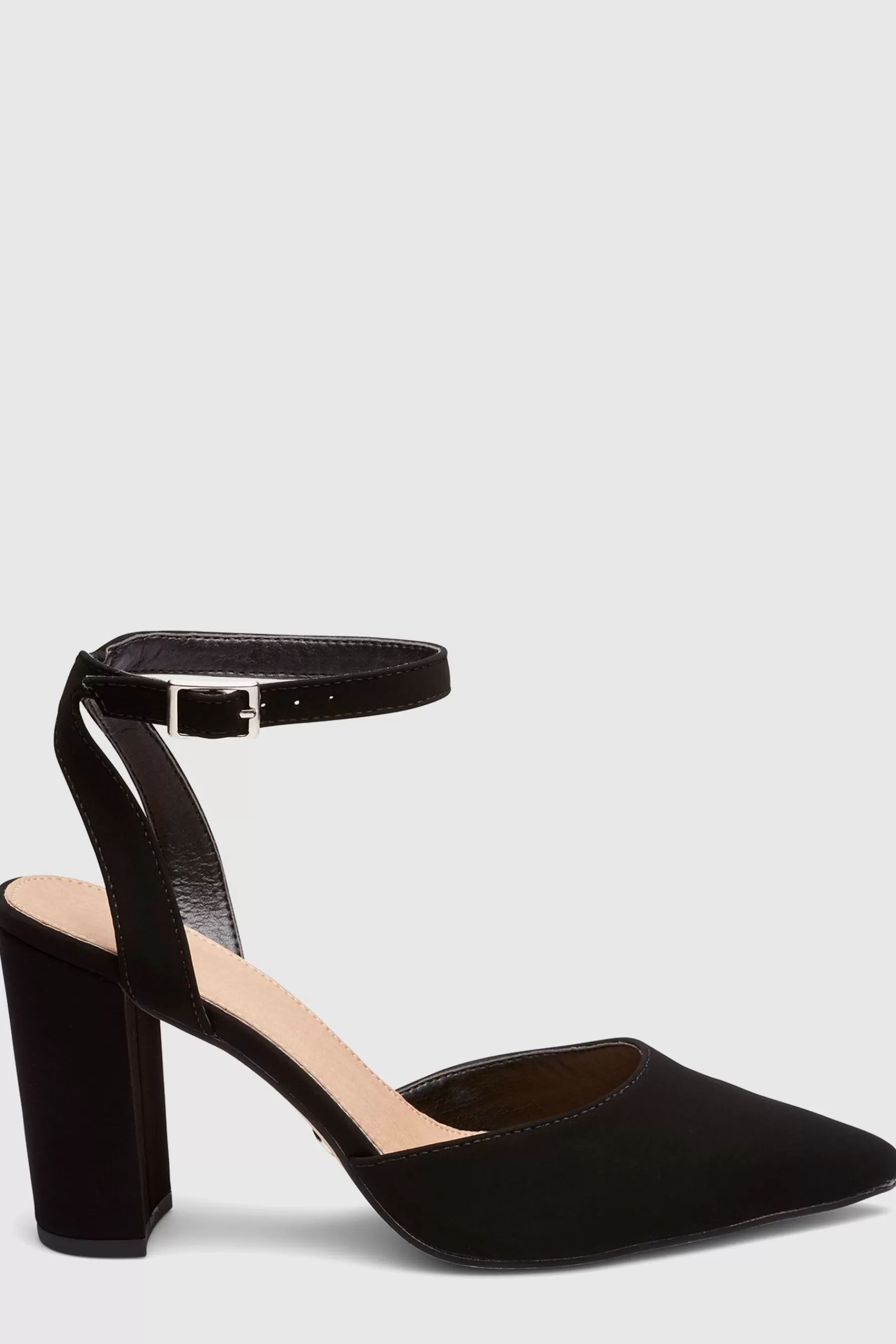 Novo Heels | Ivie Block Heel Ankle Strap Court Black