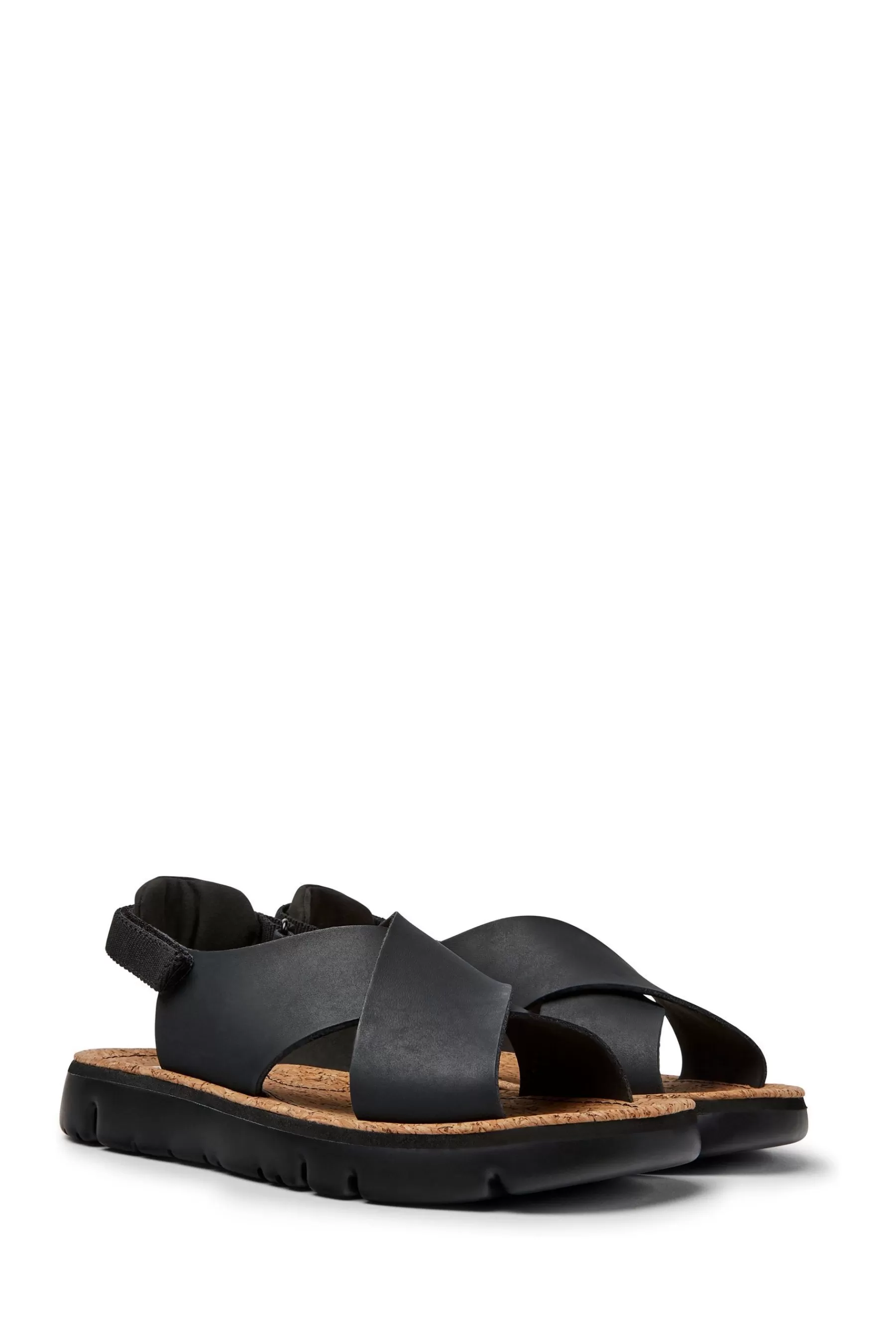 Camper Sandals-Oruga Cross Strap Leather Sandal Black