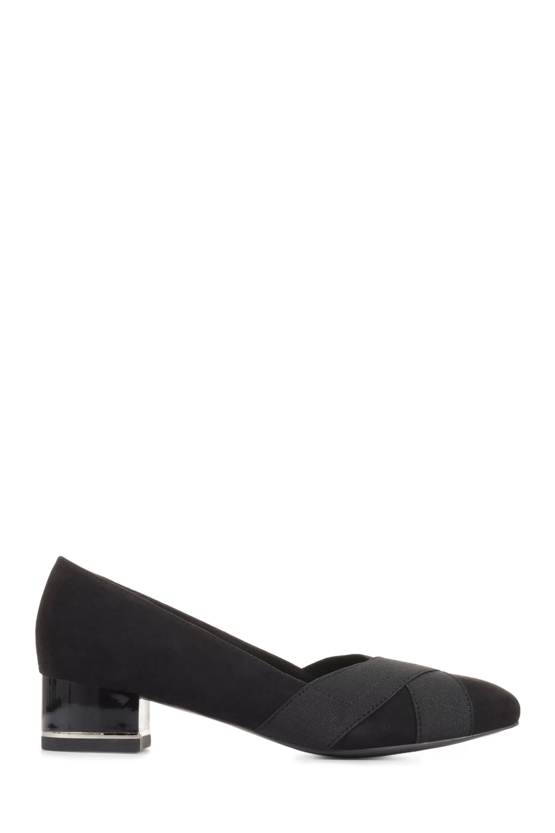 Pavers Flat- Block Heel Court Shoes Black