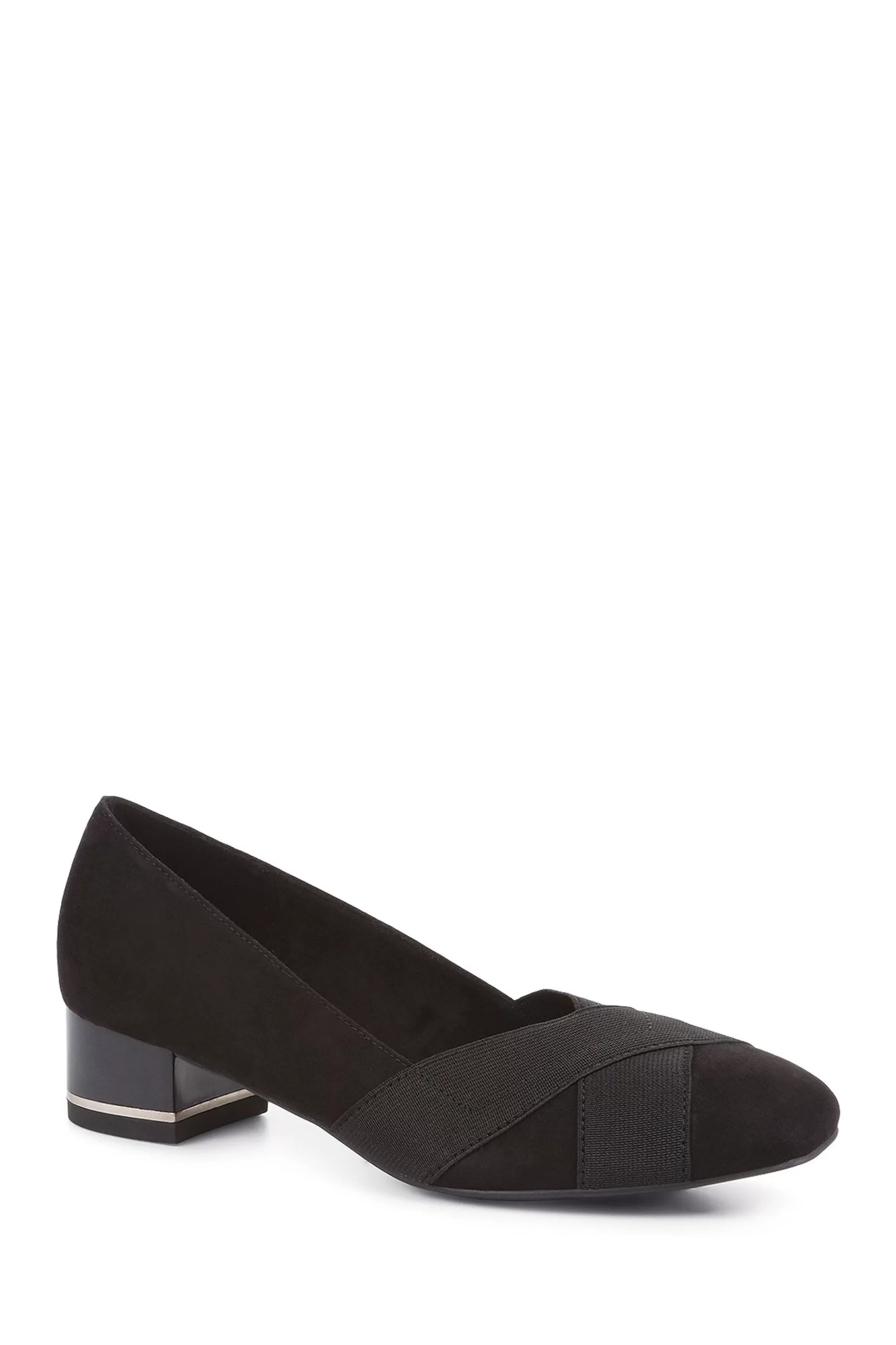 Pavers Flat- Block Heel Court Shoes Black