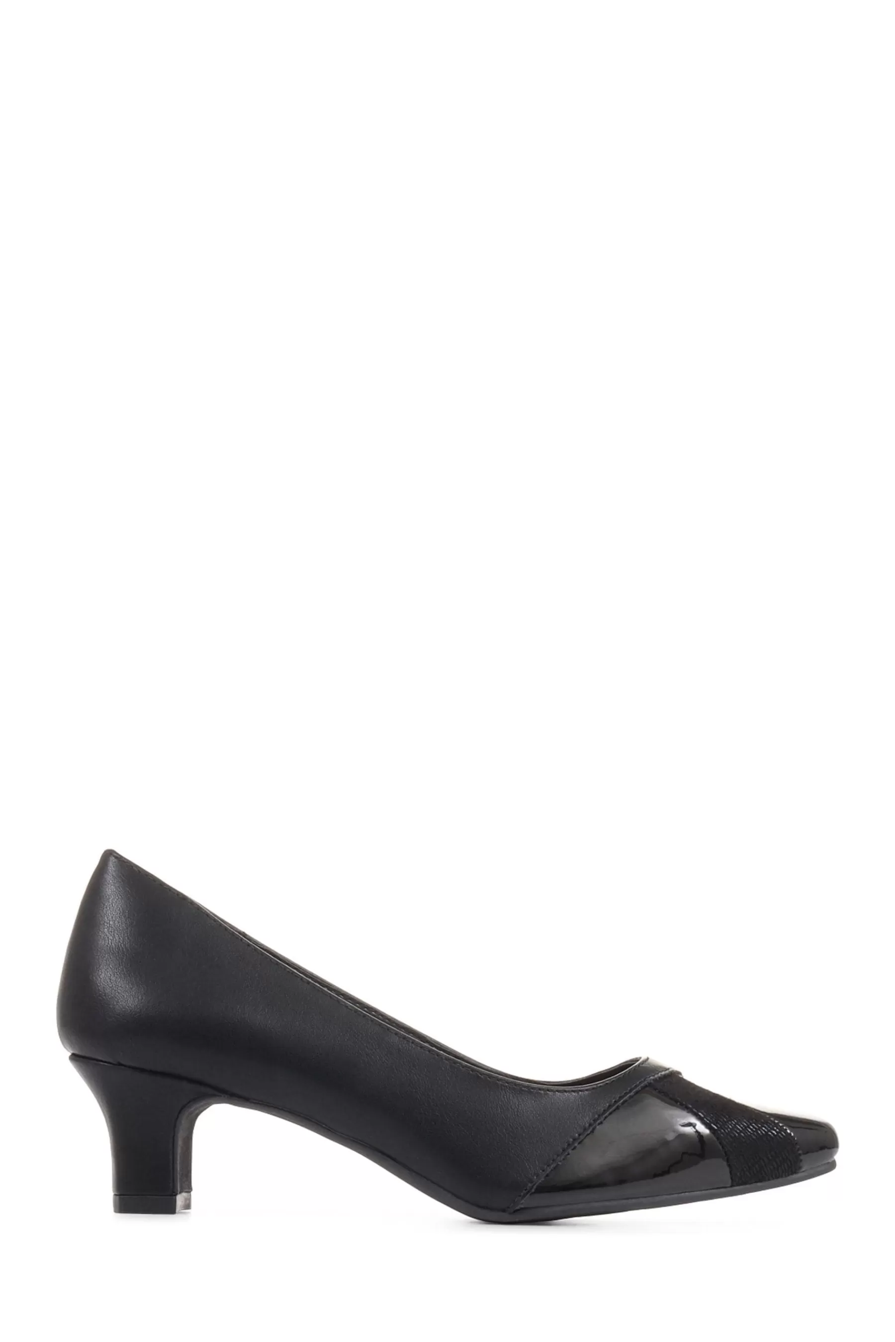 Pavers Heels | Block Heeled Court Shoes Black