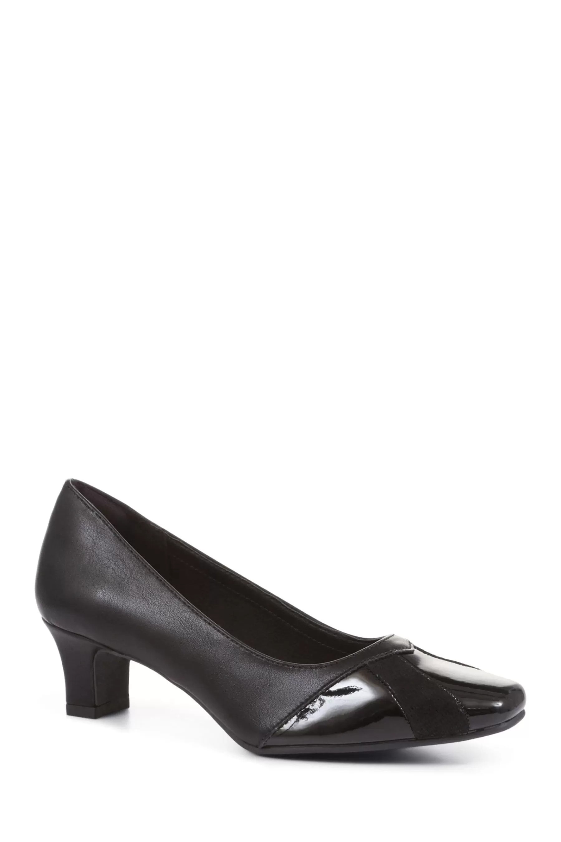 Pavers Heels | Block Heeled Court Shoes Black