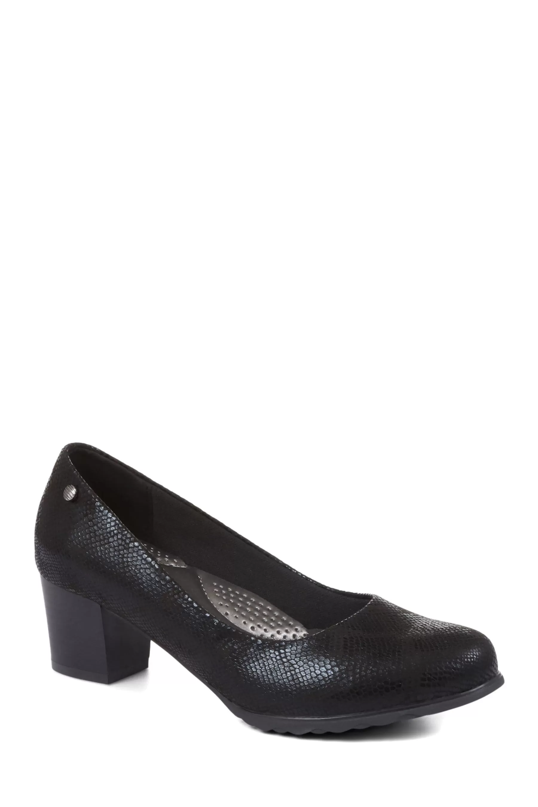 Pavers Heels | Block Heeled Court Shoes Black