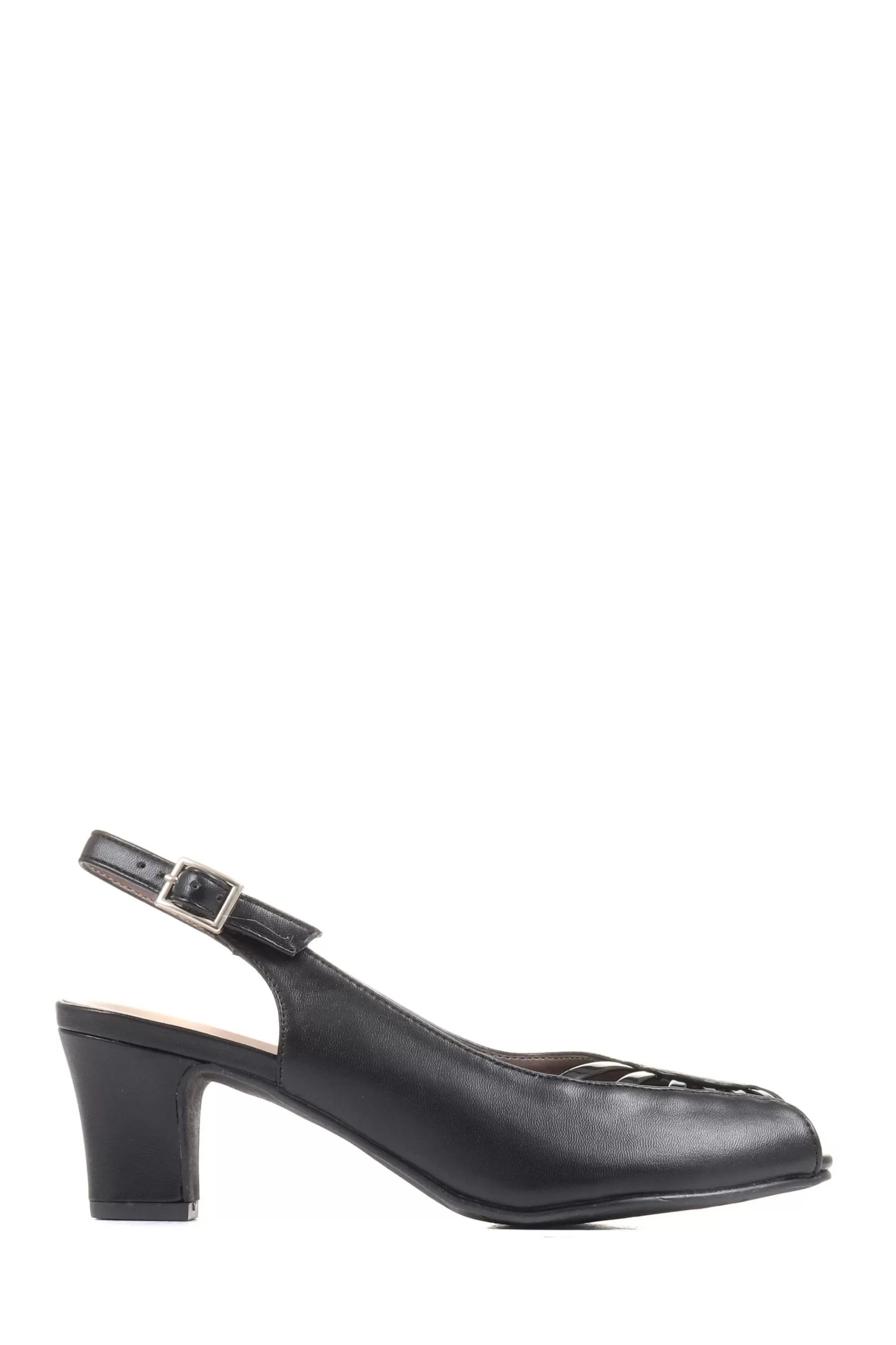 Pavers Heels | Cream Peep Toe Slingback High Heels Black