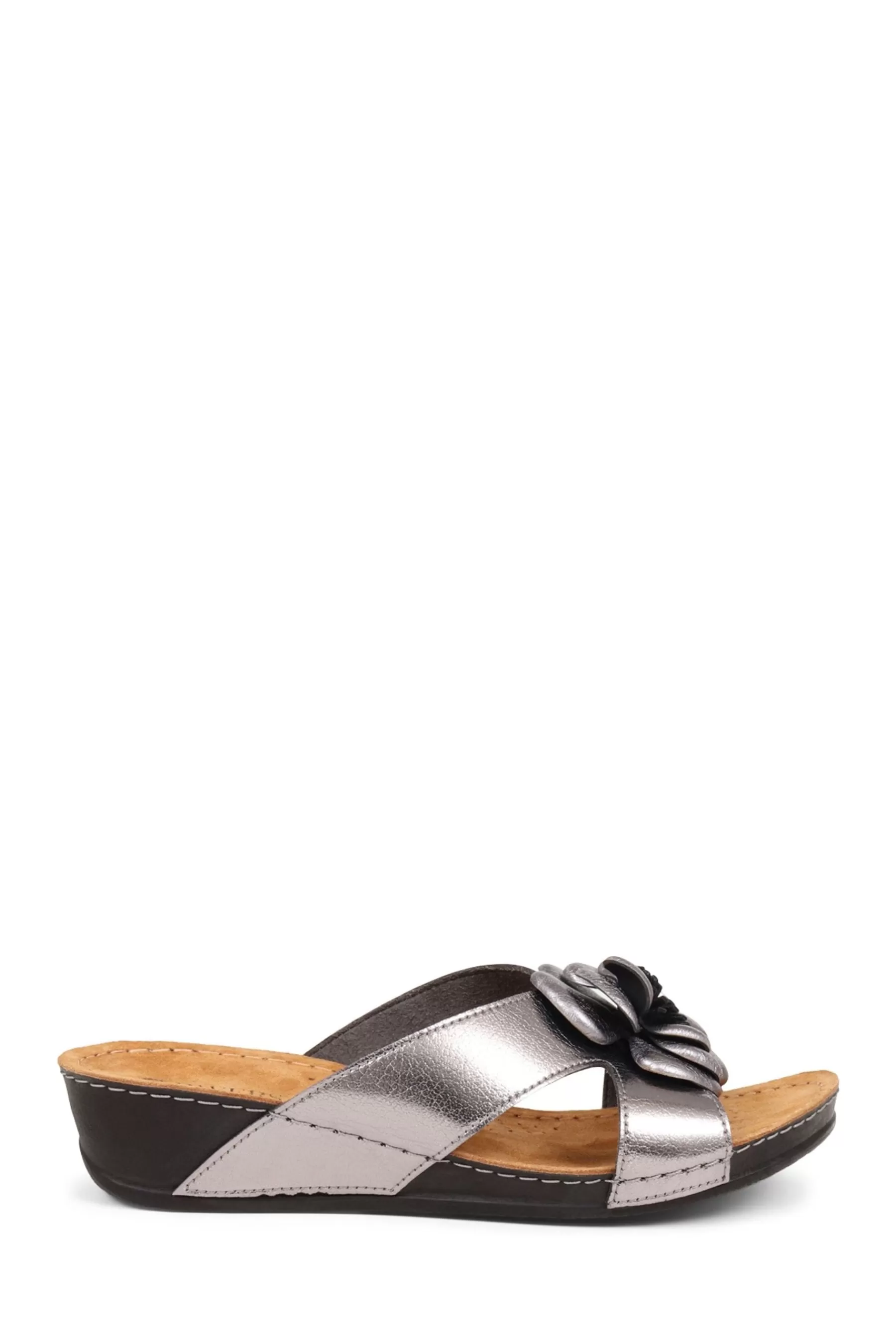 Pavers Sandals | Embellished Mule Sandals Silver