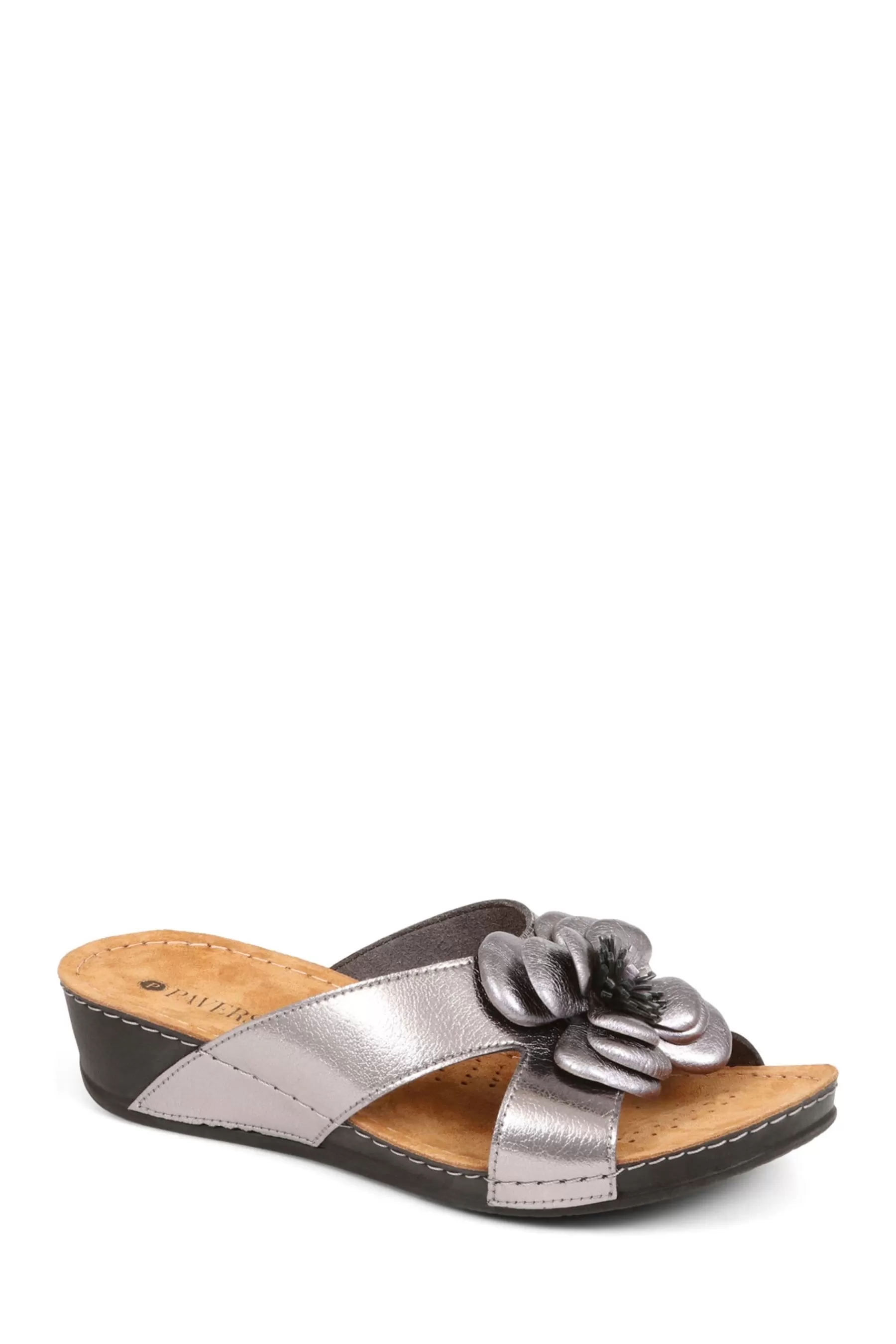 Pavers Sandals | Embellished Mule Sandals Silver