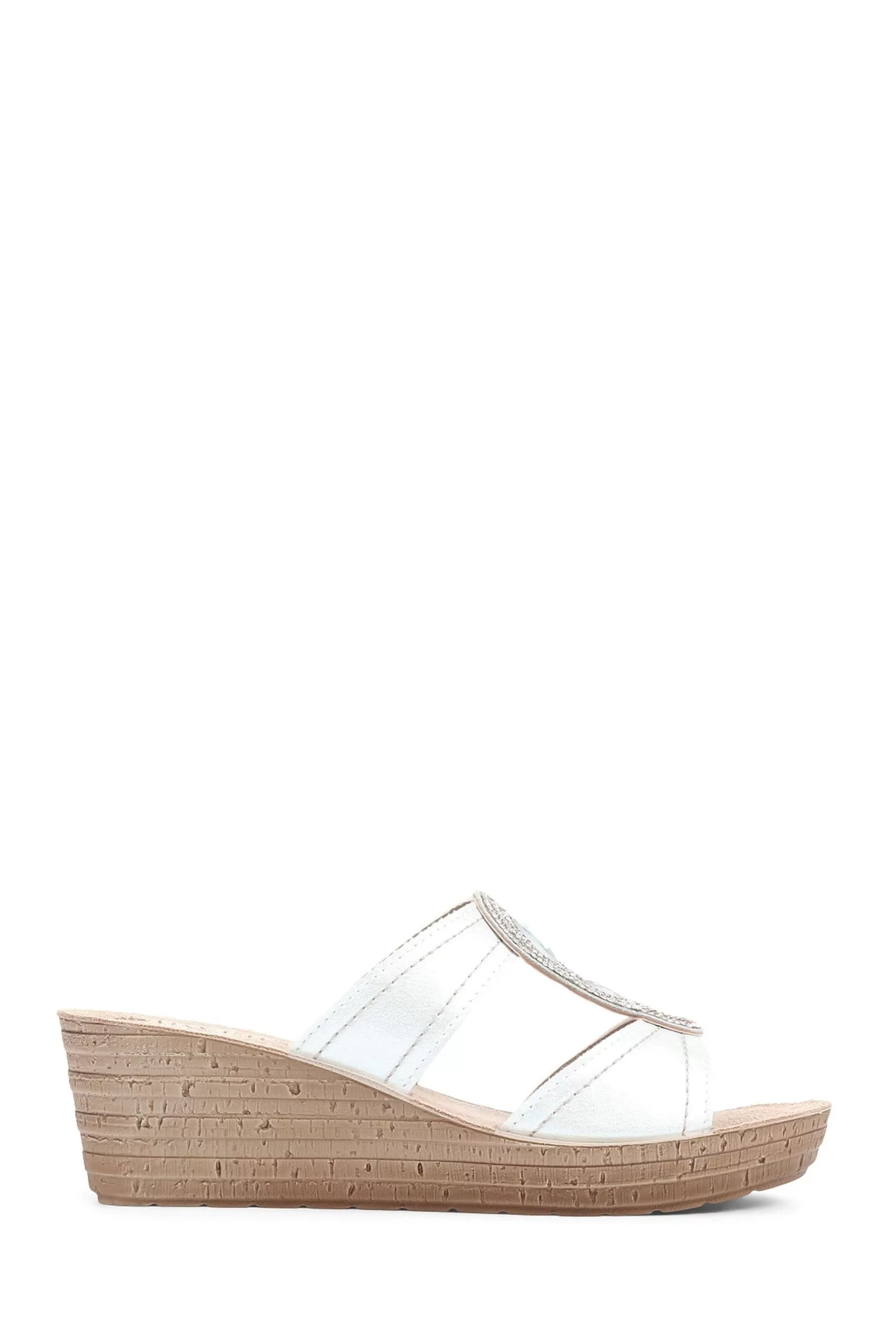 Pavers Sandals | Embellished Wedge Sandals White