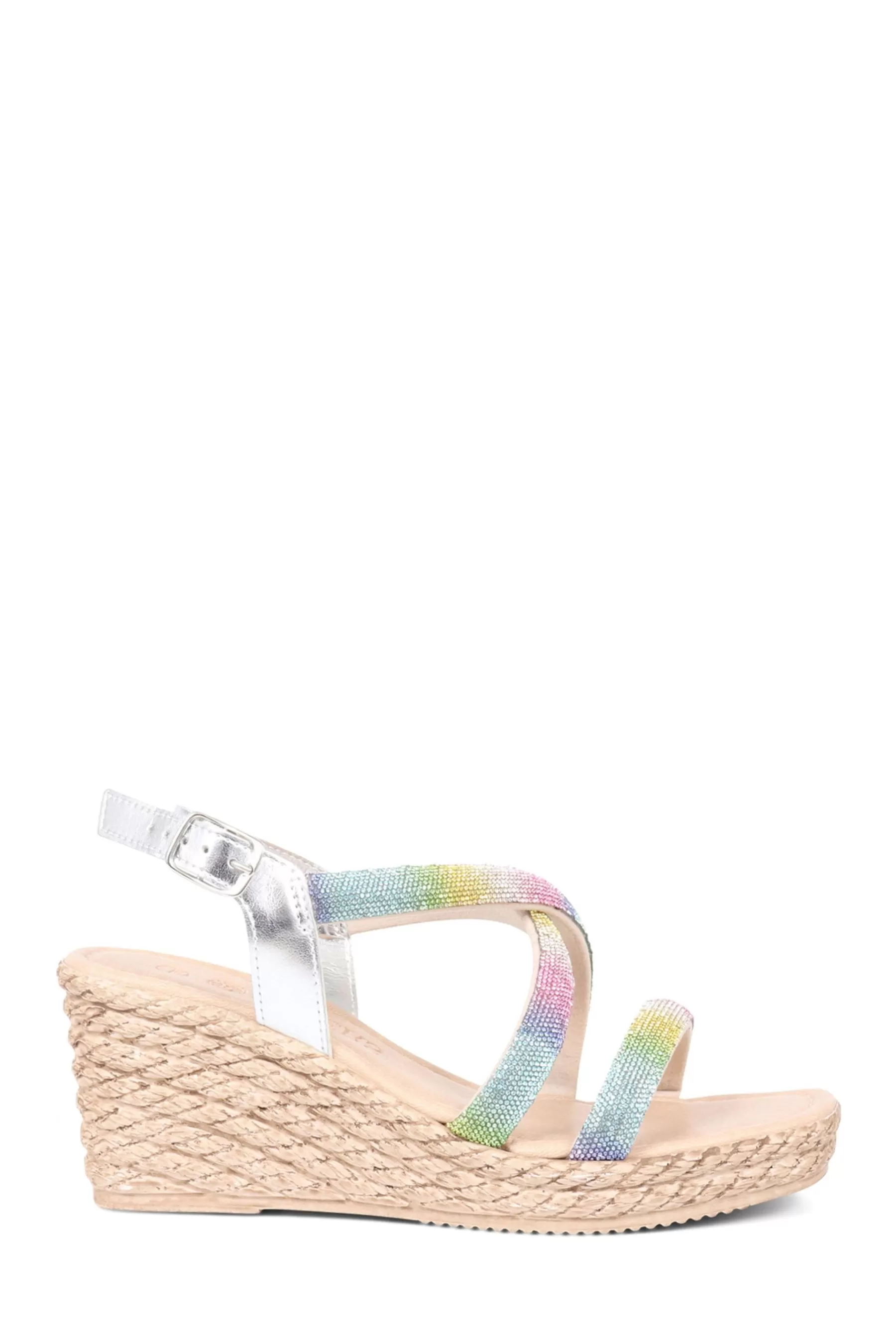 Pavers Sandals- Embellished Wedge Sandals Natural