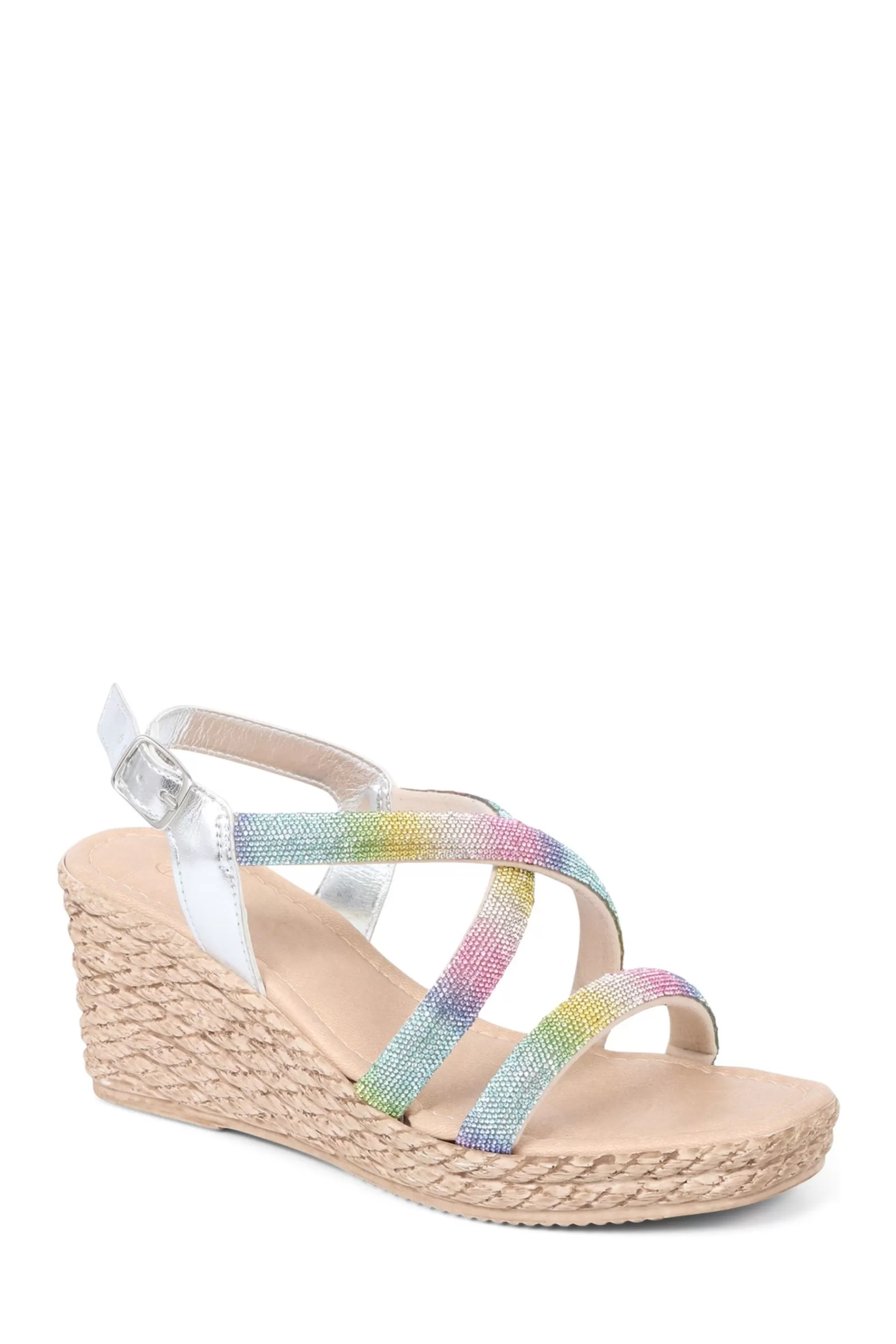 Pavers Sandals- Embellished Wedge Sandals Natural