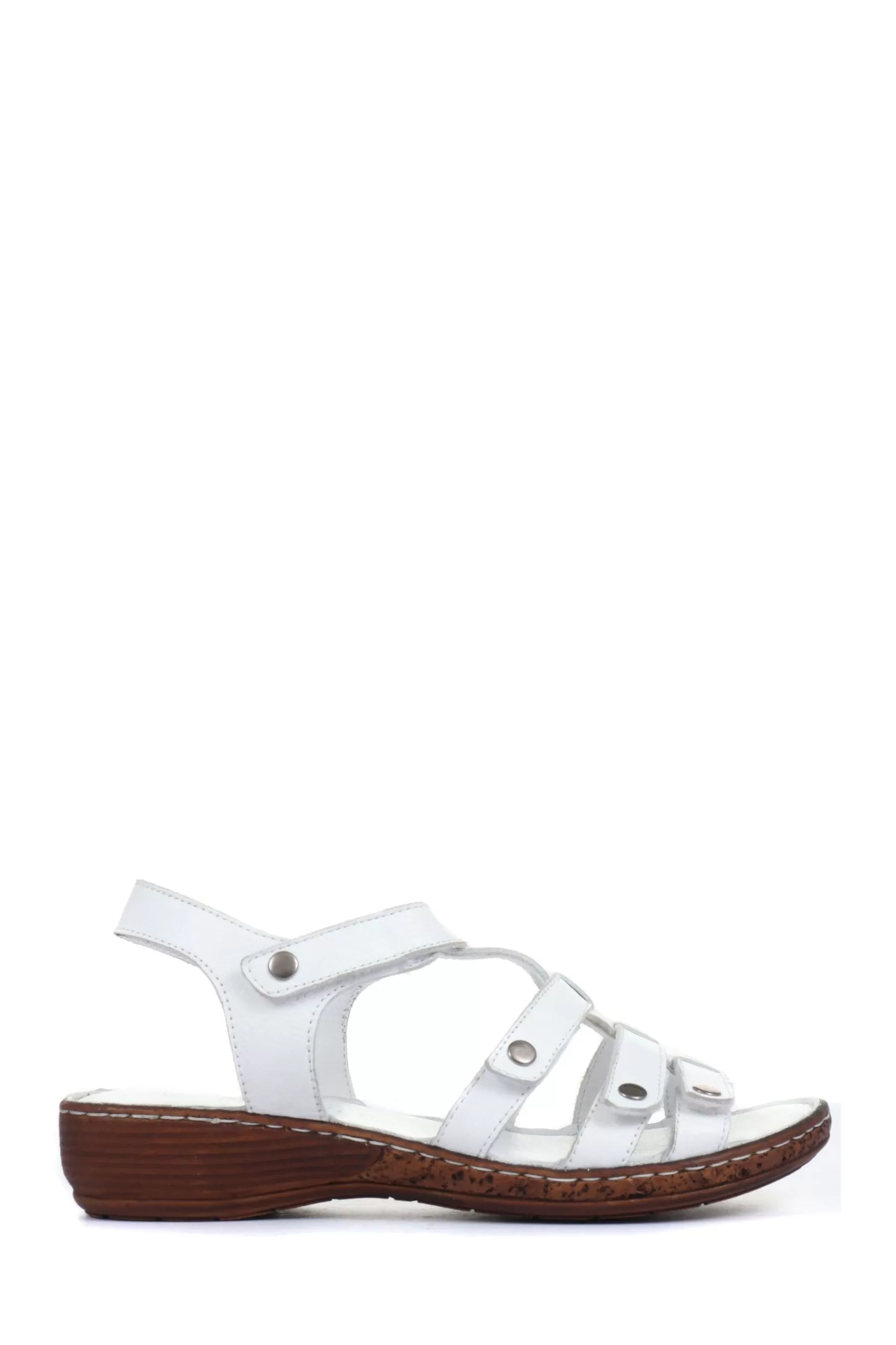 Pavers Sandals | Ladies Leather T-Bar Sandals White