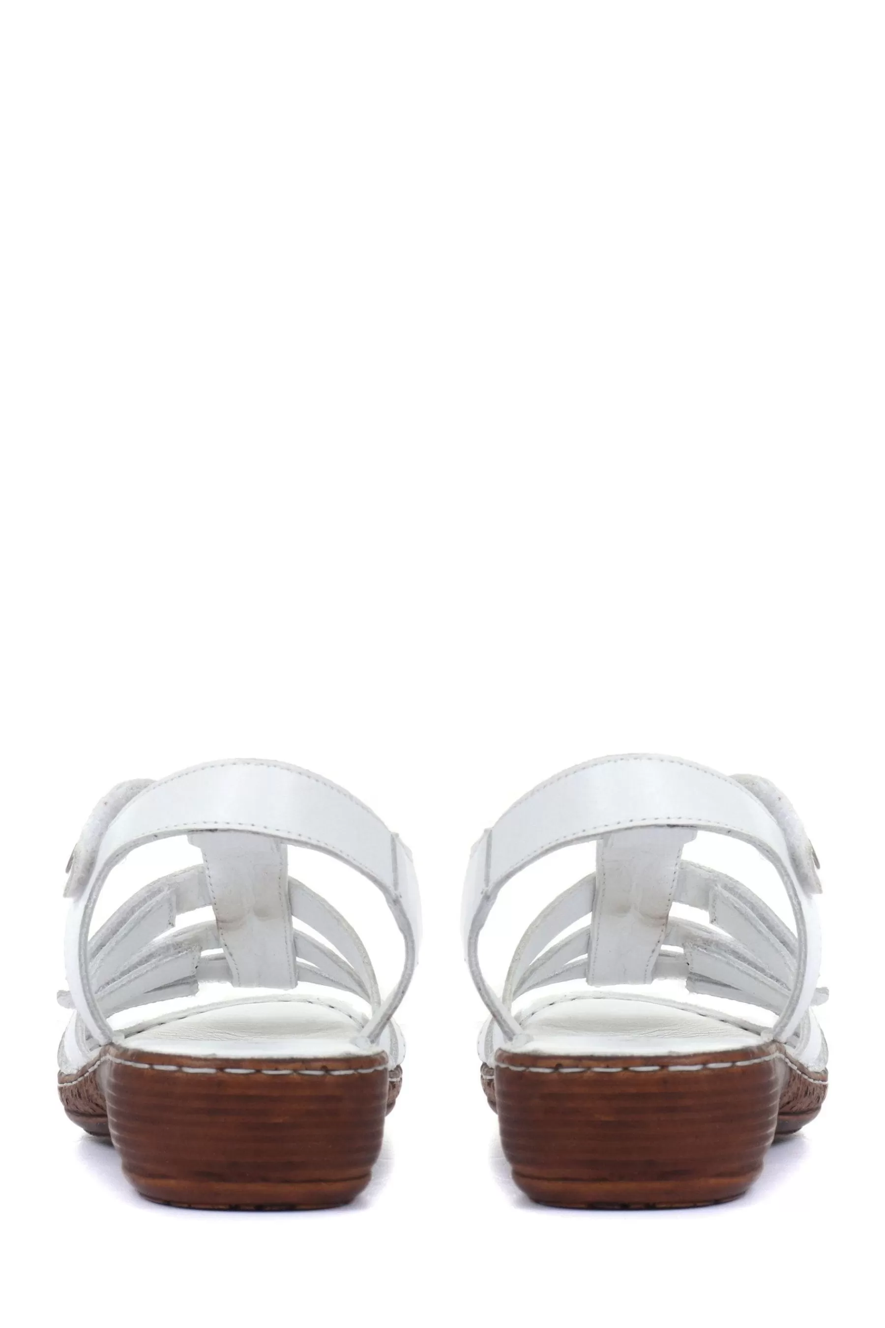 Pavers Sandals | Ladies Leather T-Bar Sandals White