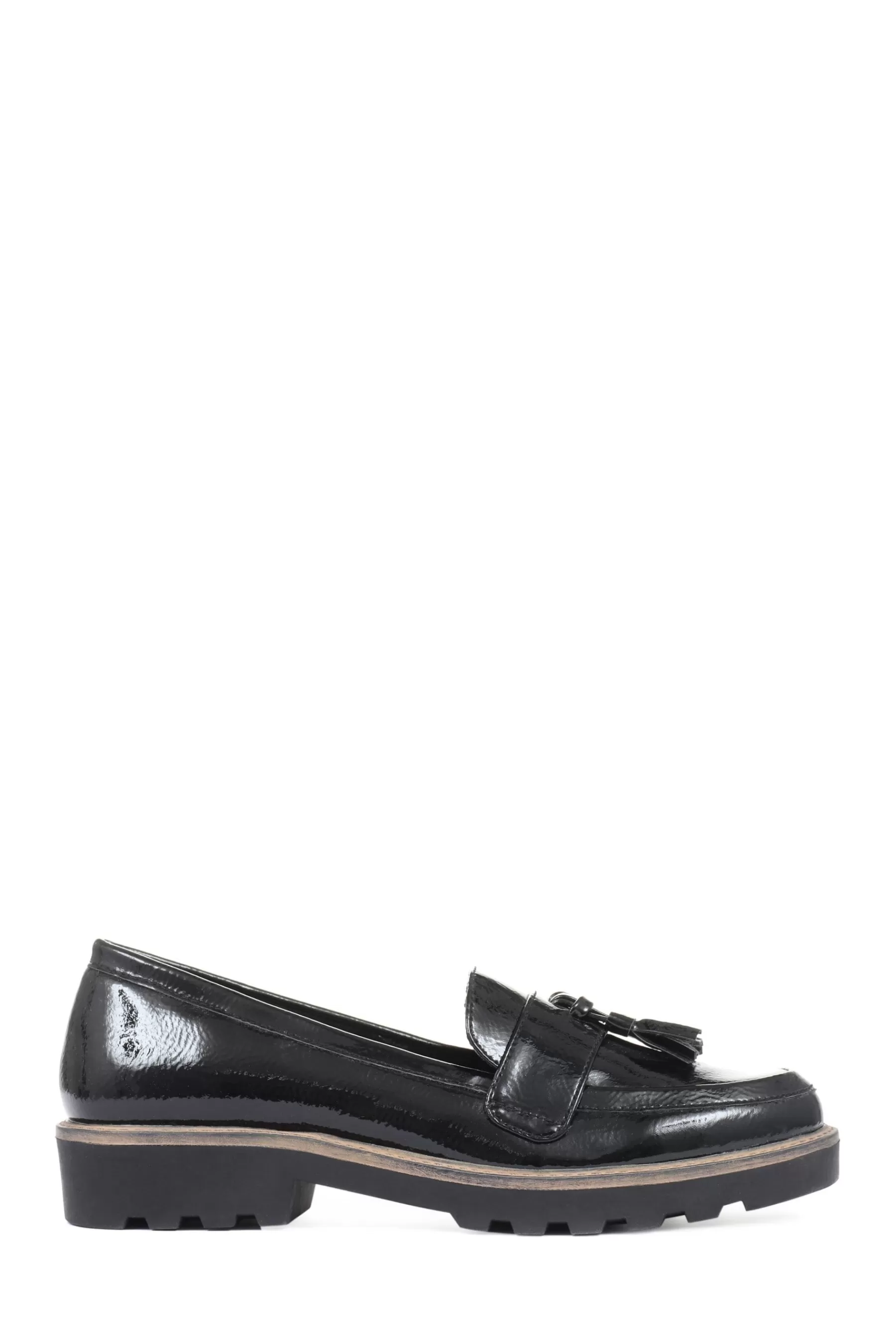 Pavers Flat | Patent Ladies Loafers Black