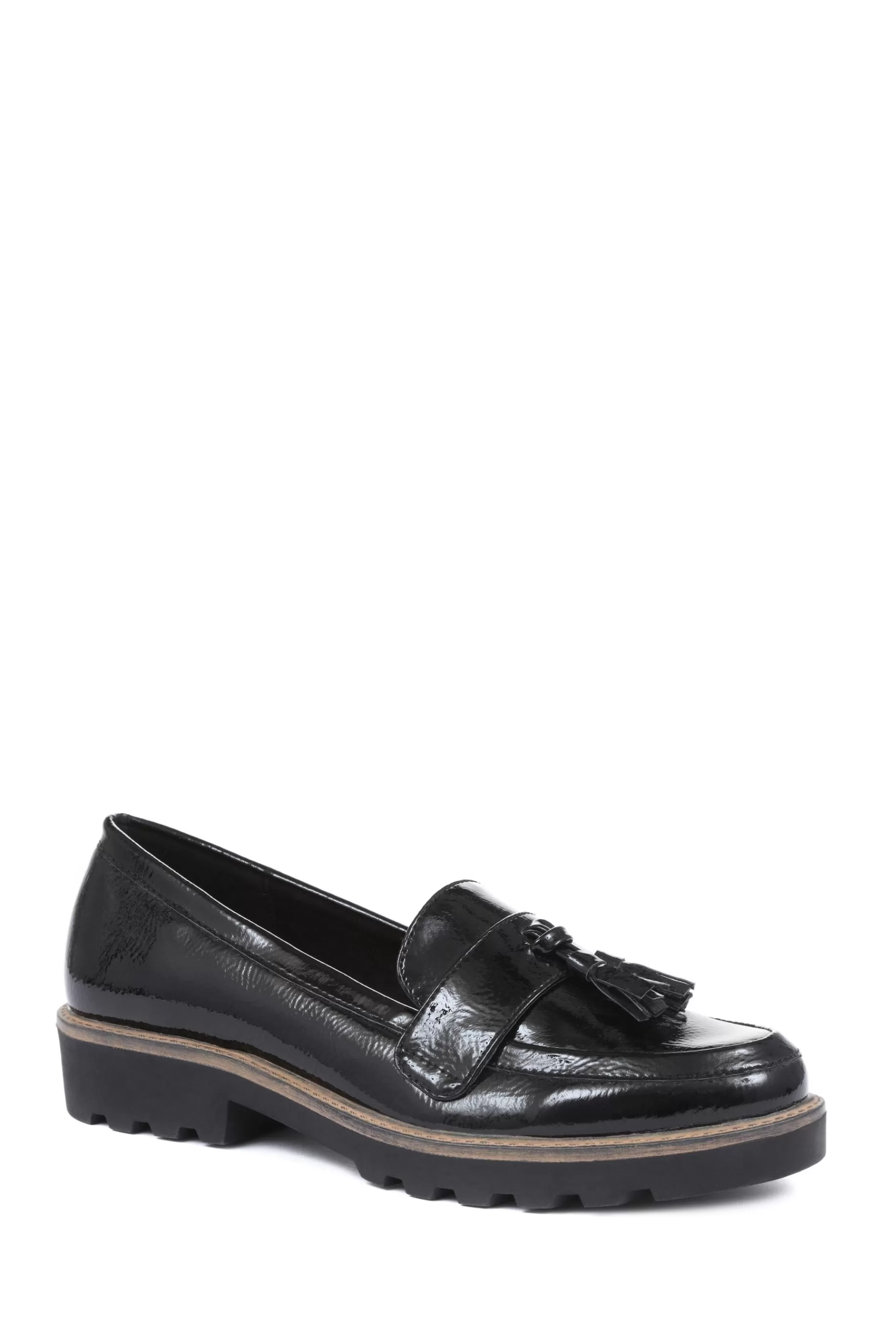 Pavers Flat | Patent Ladies Loafers Black