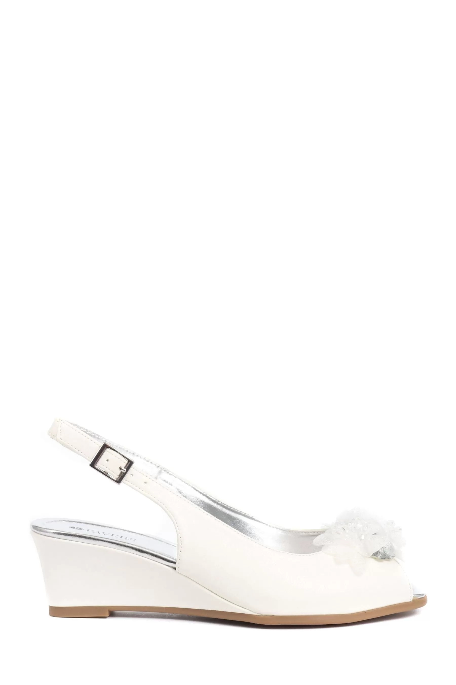 Pavers Sandals | Slingback Peep-Toe Wedge Heels White