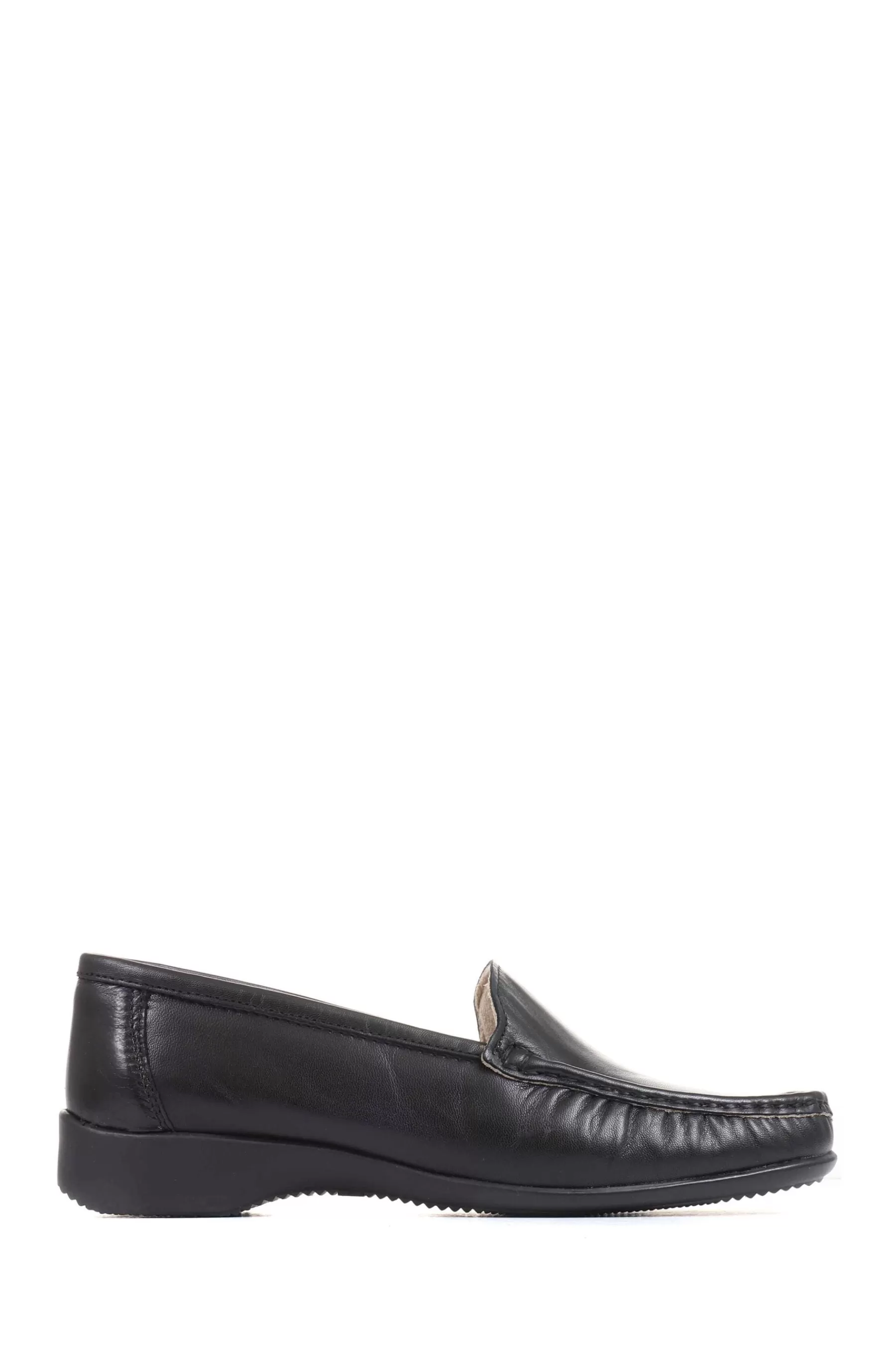 Pavers Flat- Wide Fit Leather Loafers Black