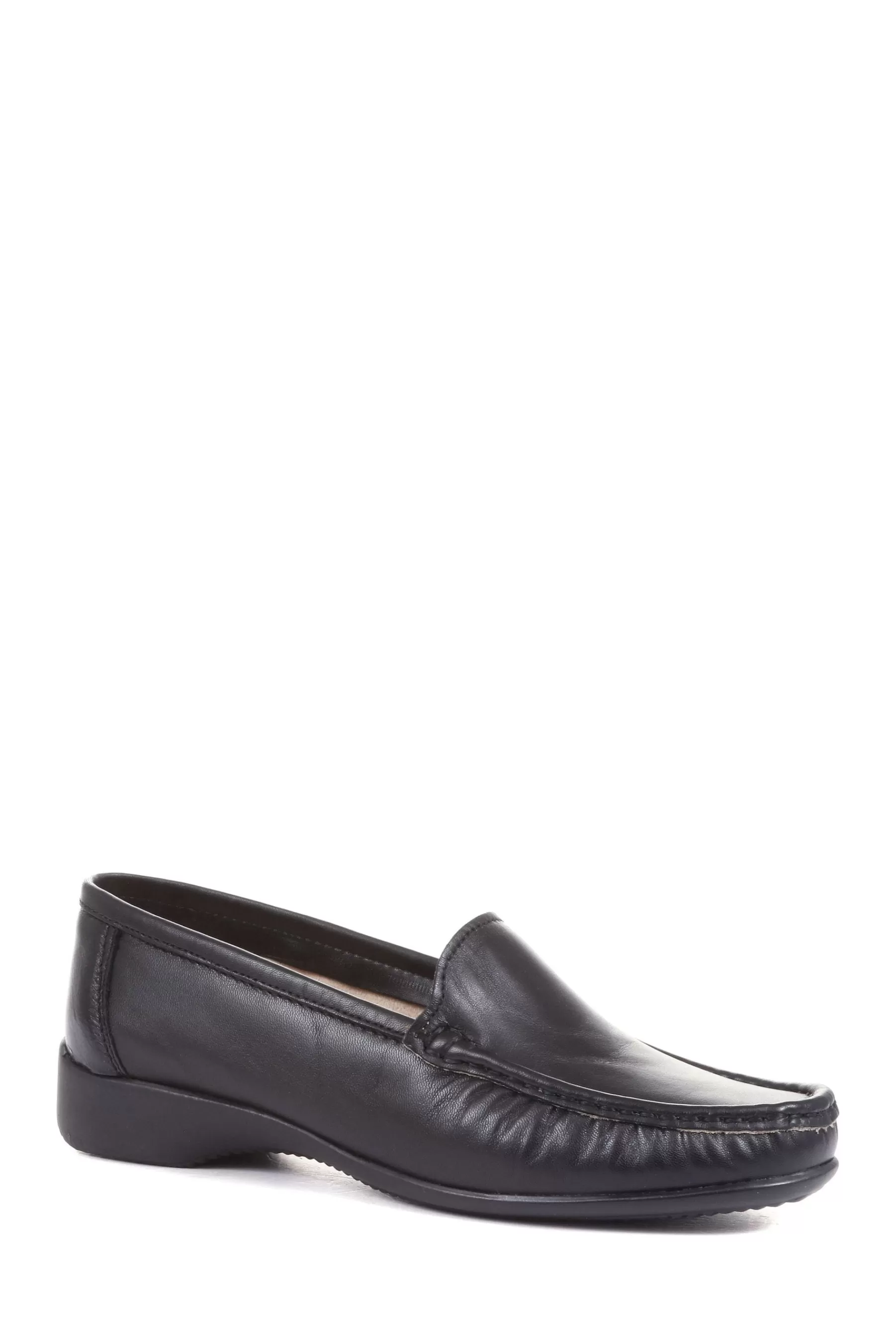 Pavers Flat- Wide Fit Leather Loafers Black