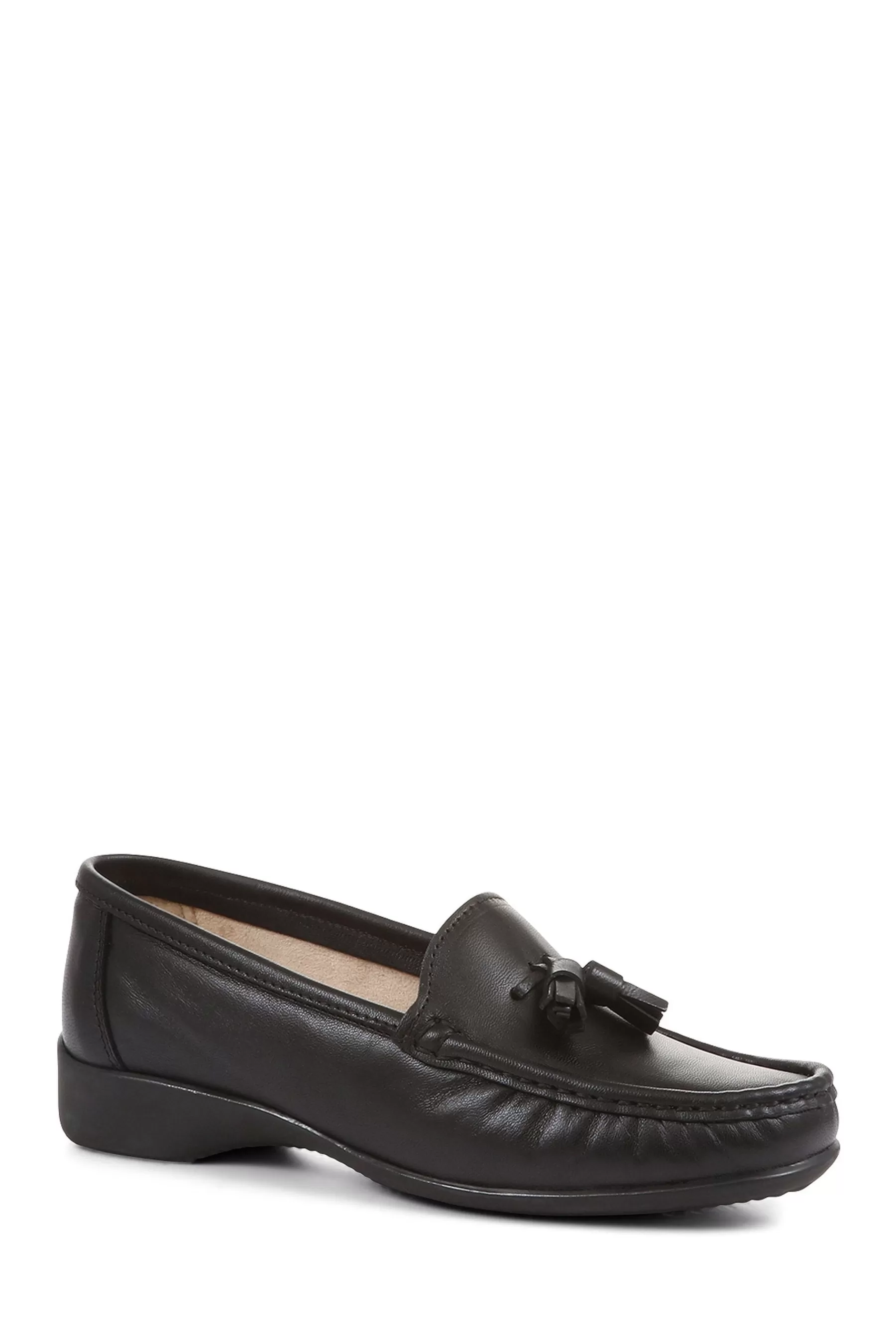 Pavers Flat- Wide Fit Leather Loafers With Tassel Black