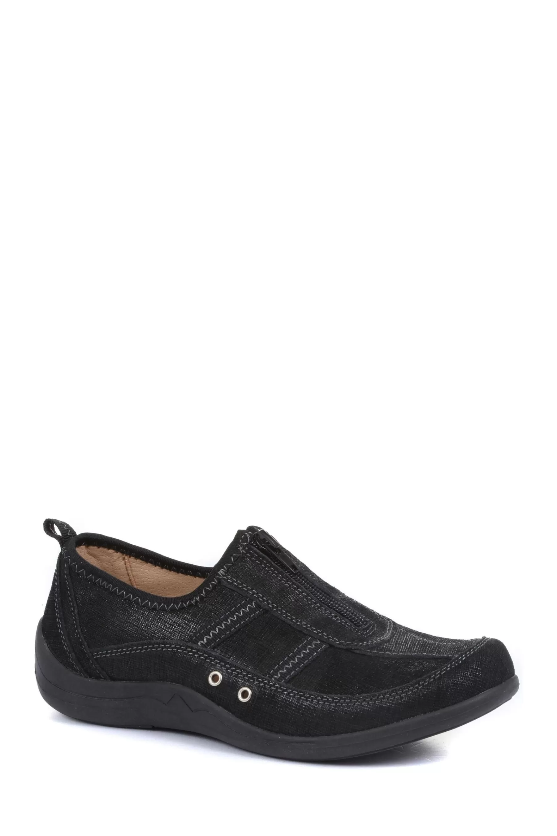 Pavers Flat- Womens Casual Leather Shoes Black