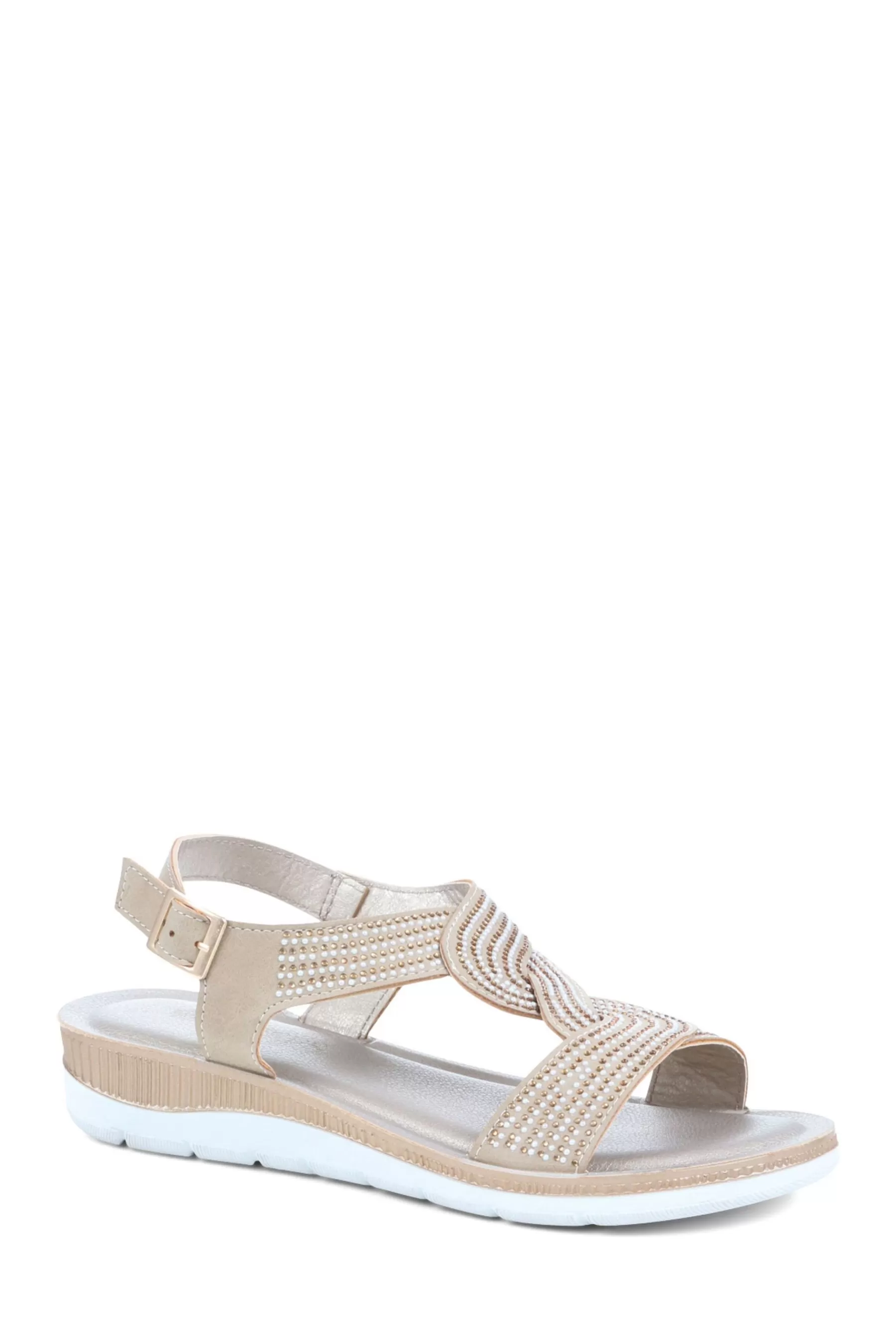 Pavers Sandals- Woven Ankle Strap Sandals Gold