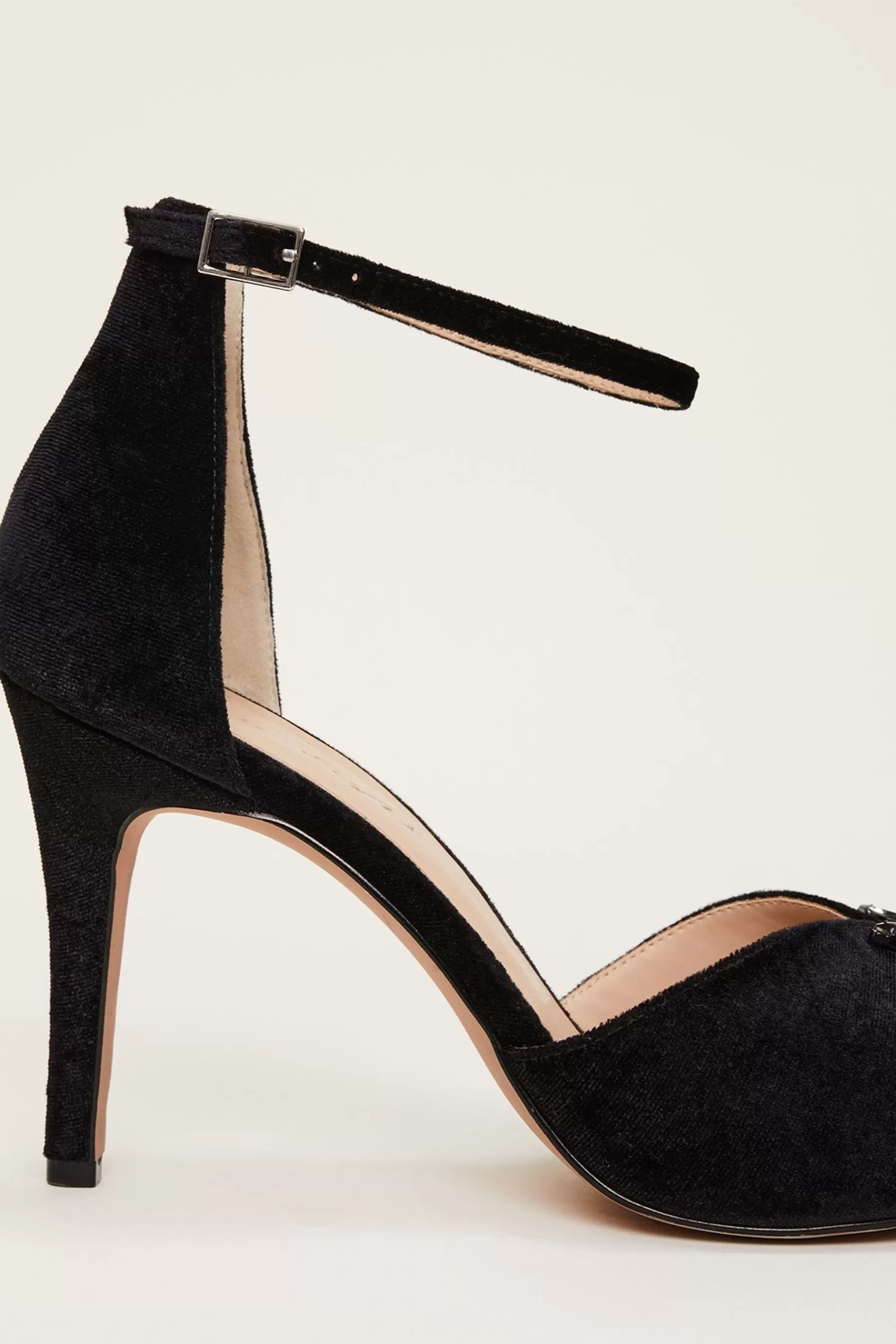 Phase Eight Heels | Jewel Front Velvet Sandals Black