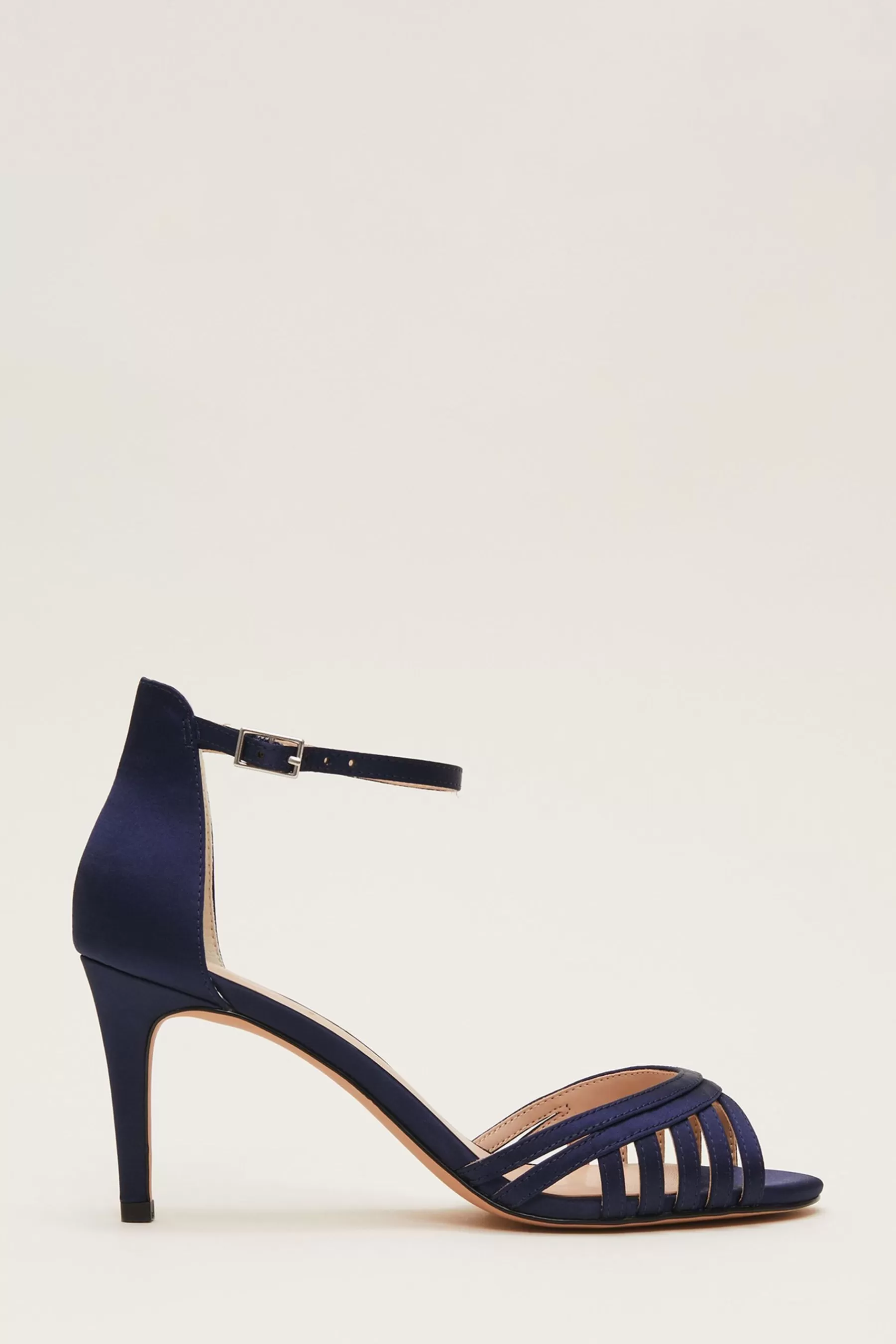 Phase Eight Sandals- Satin Strappy Heeled Sandals Blue