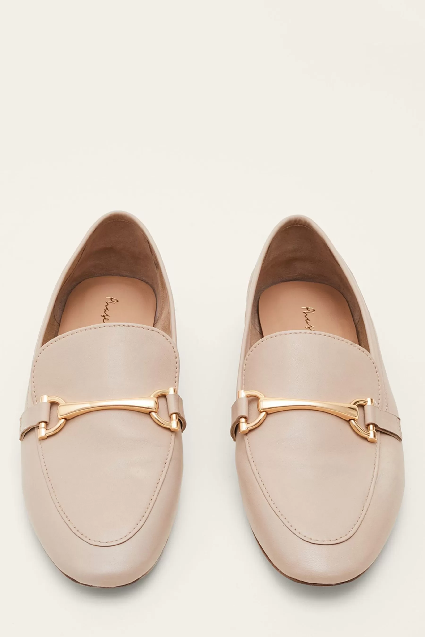 Phase Eight Flat- T-Bar Leather Mules Natural